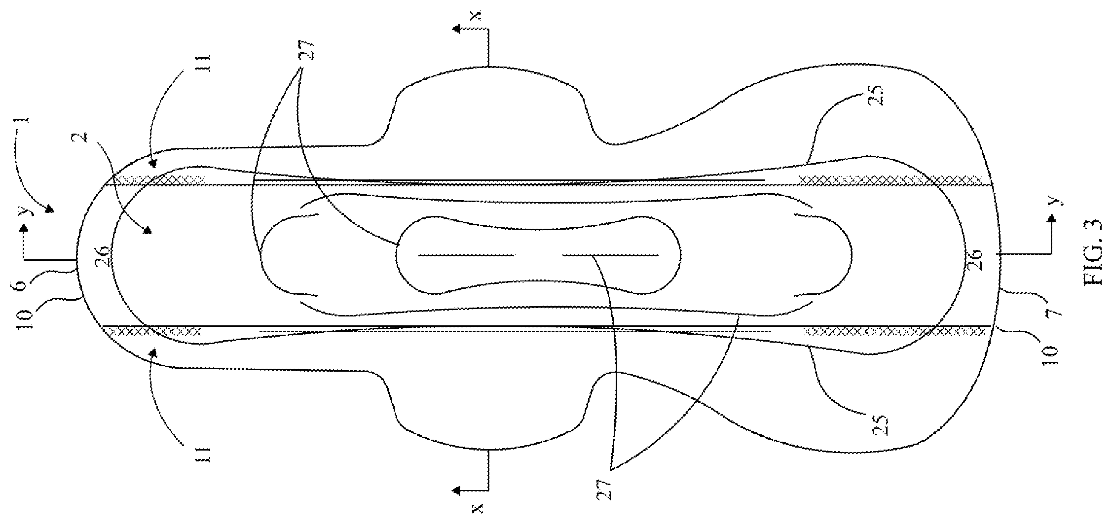 Patent US12551383 Figure 3 – Sanitary napkin for heavy uterine bleeding