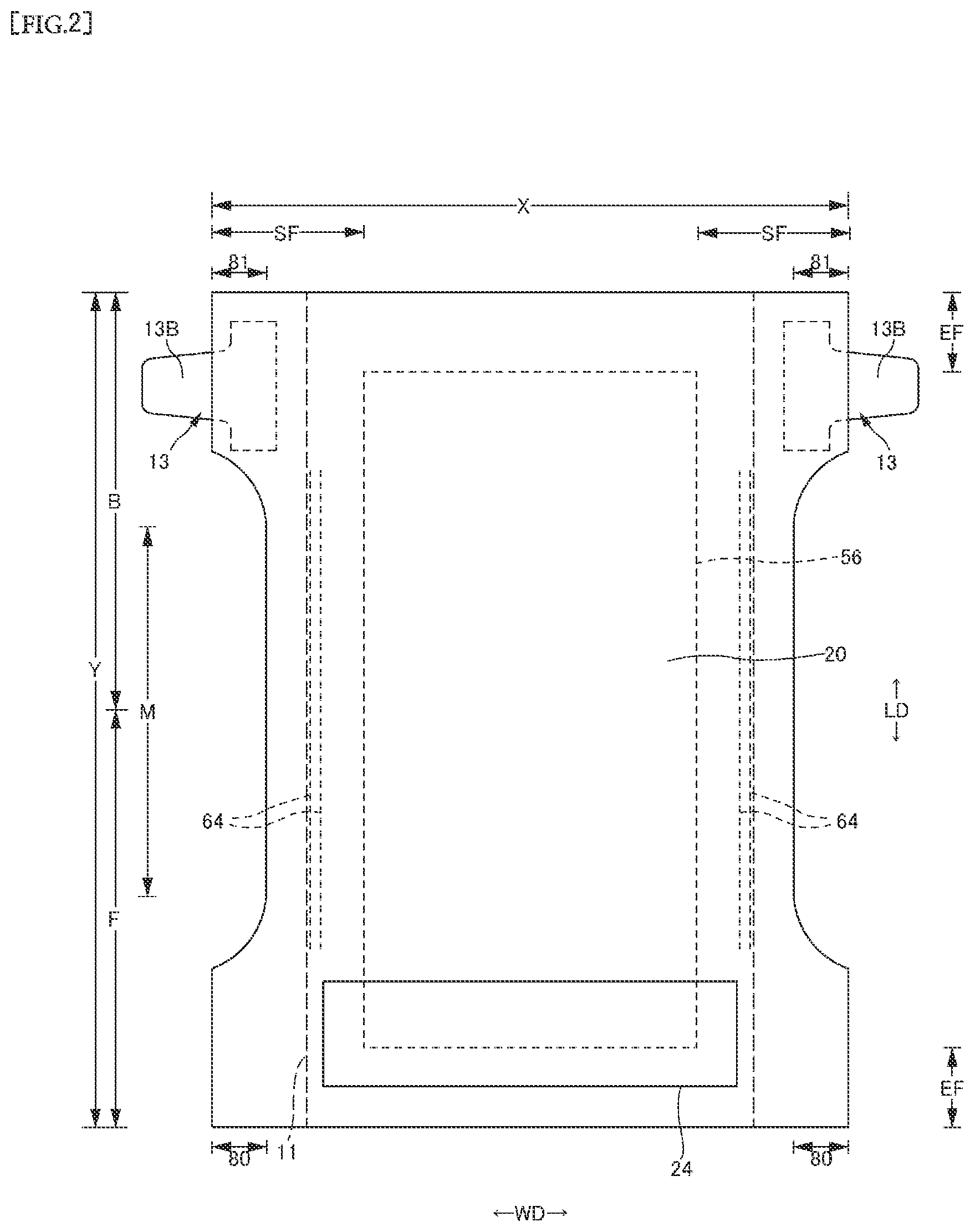 Patent US12551384 Figure 2 – Disposable wearing article and method for manufacturing the same