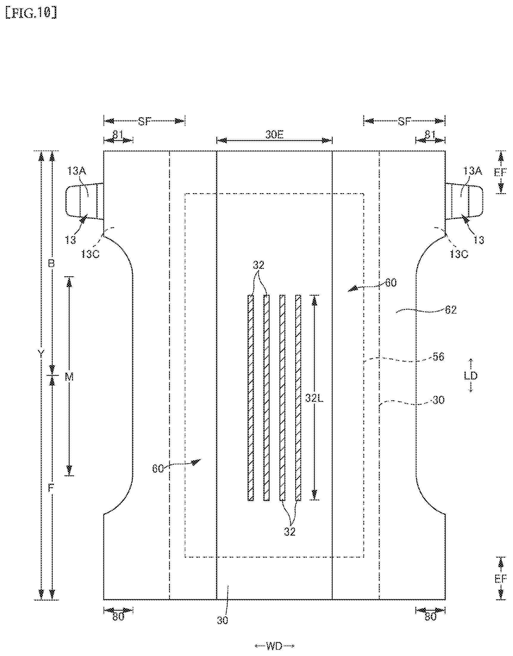 Patent US12551384 Figure 10 – Disposable wearing article and method for manufacturing the same