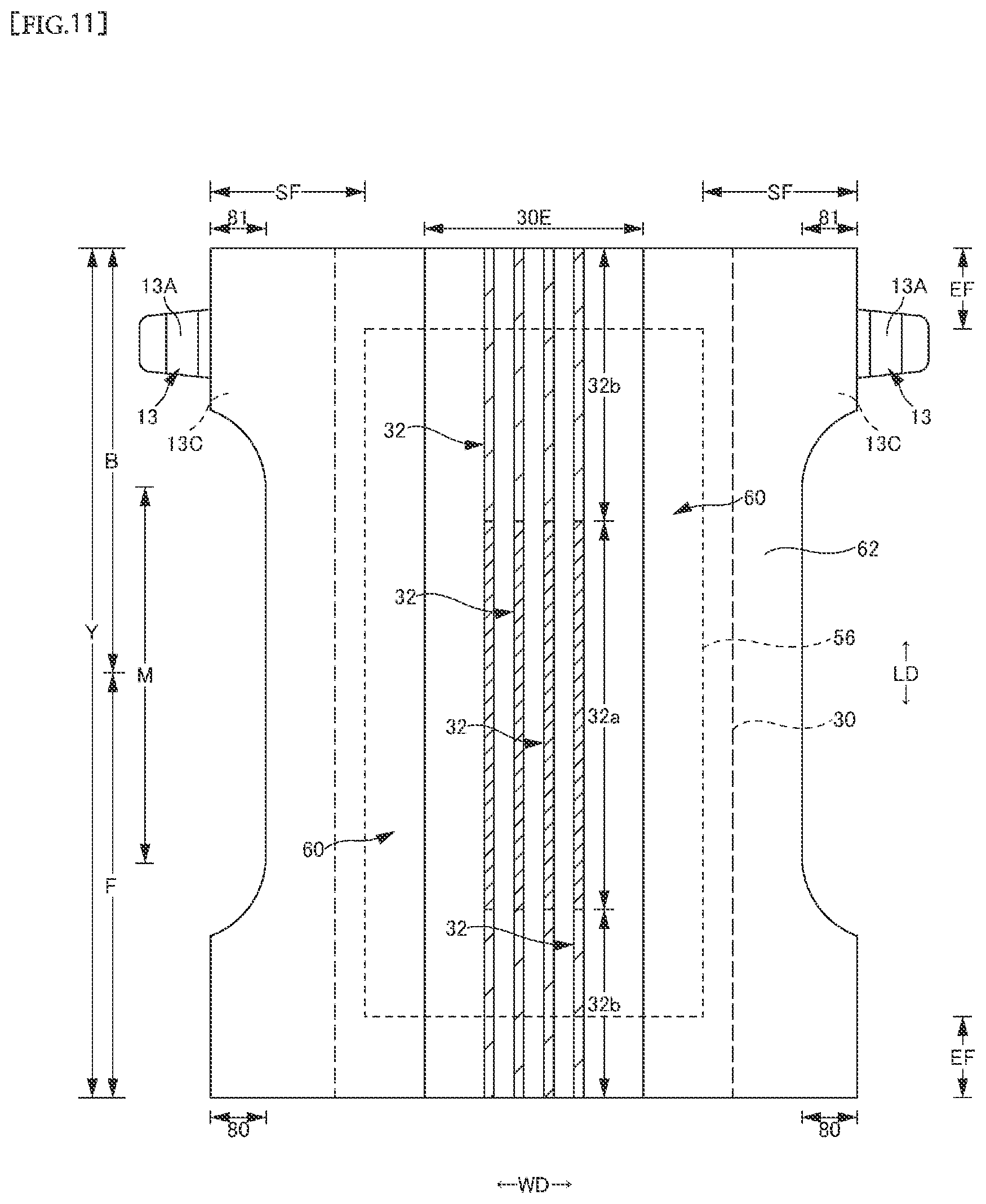 Patent US12551384 Figure 11 – Disposable wearing article and method for manufacturing the same