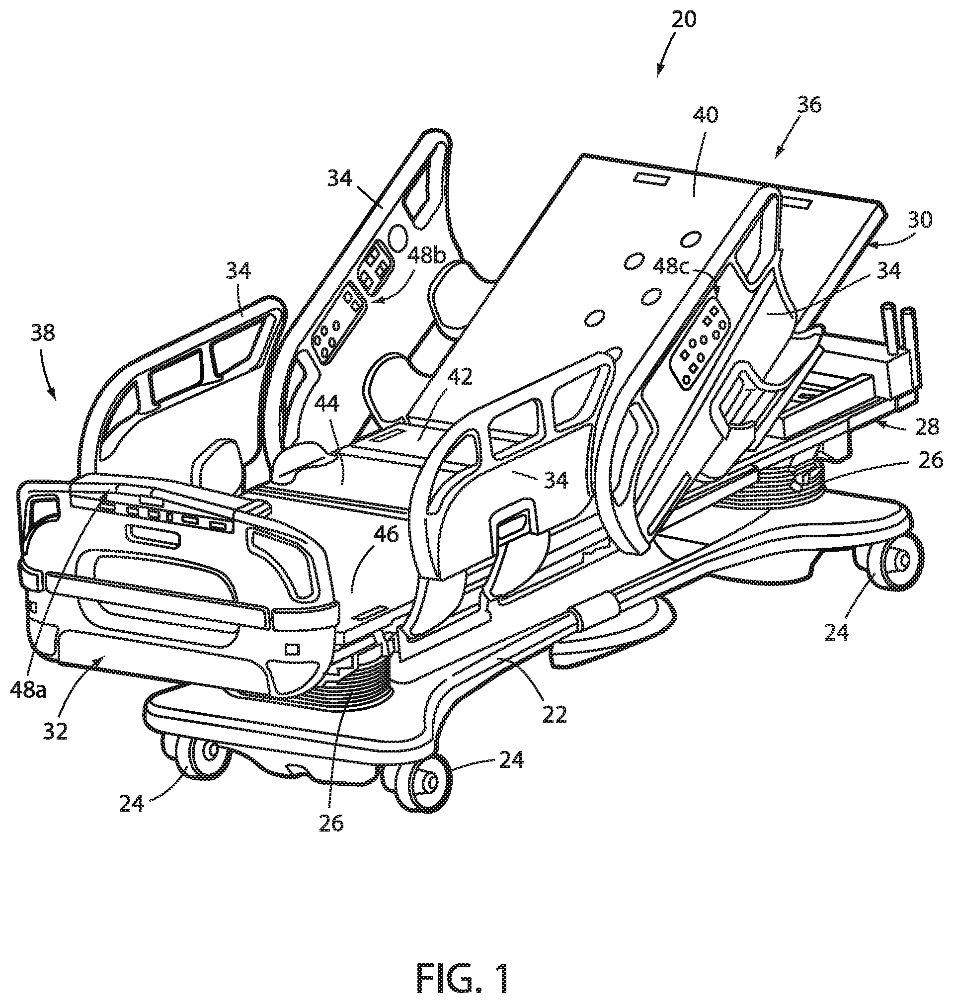 Patent US12551393 Figure 1 – Patient support apparatuses with exit detection systems