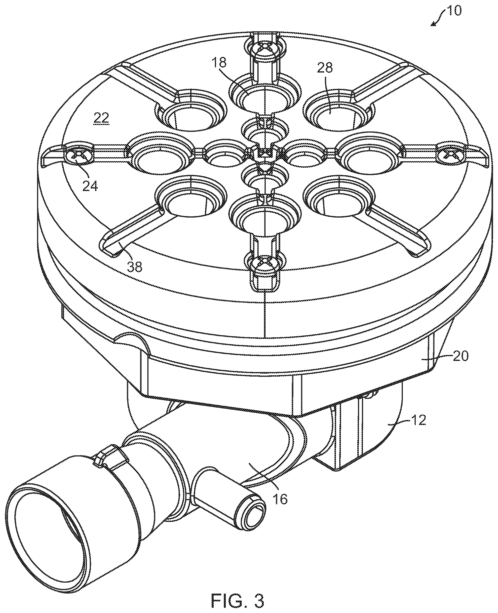 Patent US12551401 Figure 4 – Spa jet with crosswise and tangent venturi for both spa walls and spa floors