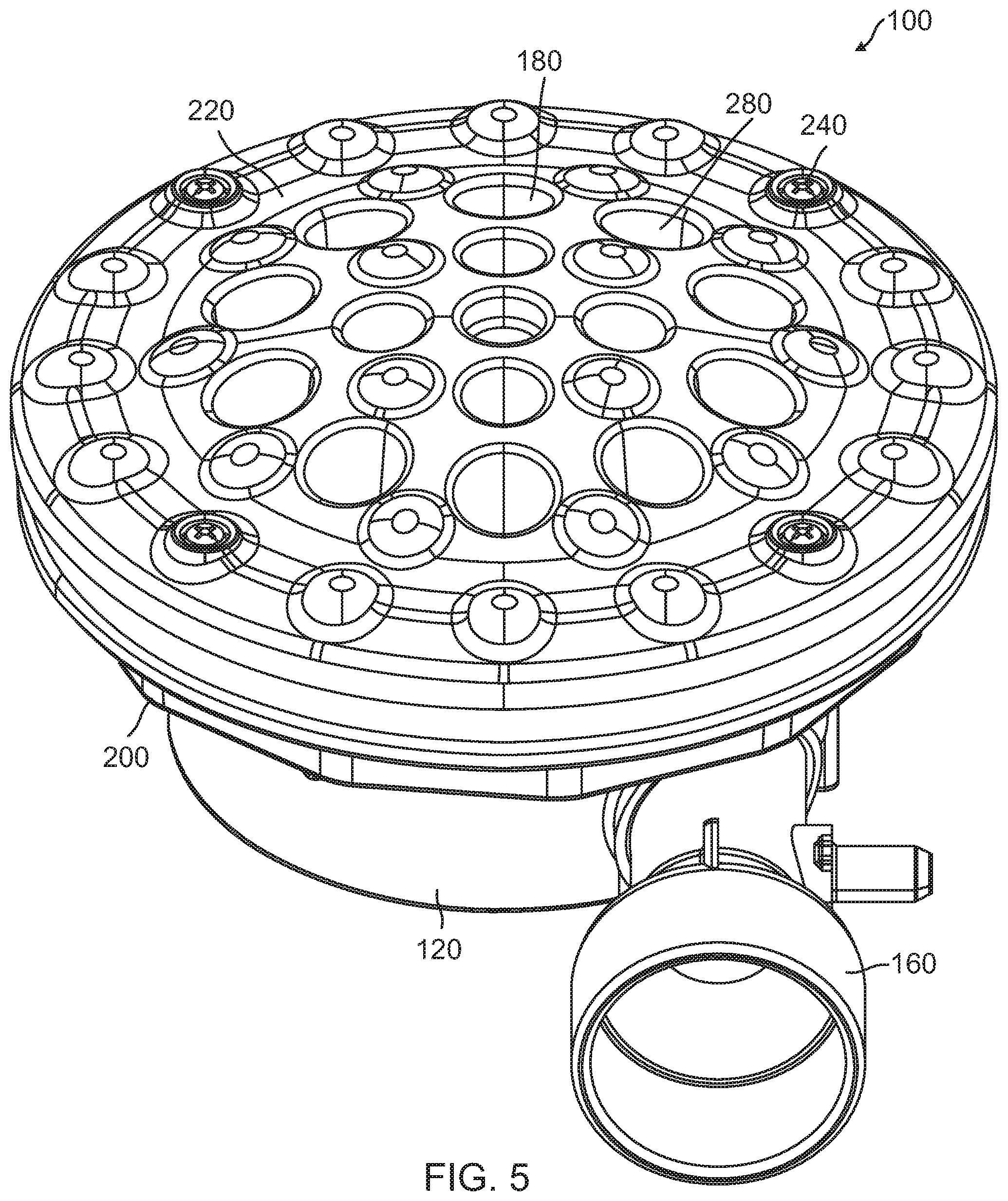 Patent US12551401 Figure 7 – Spa jet with crosswise and tangent venturi for both spa walls and spa floors