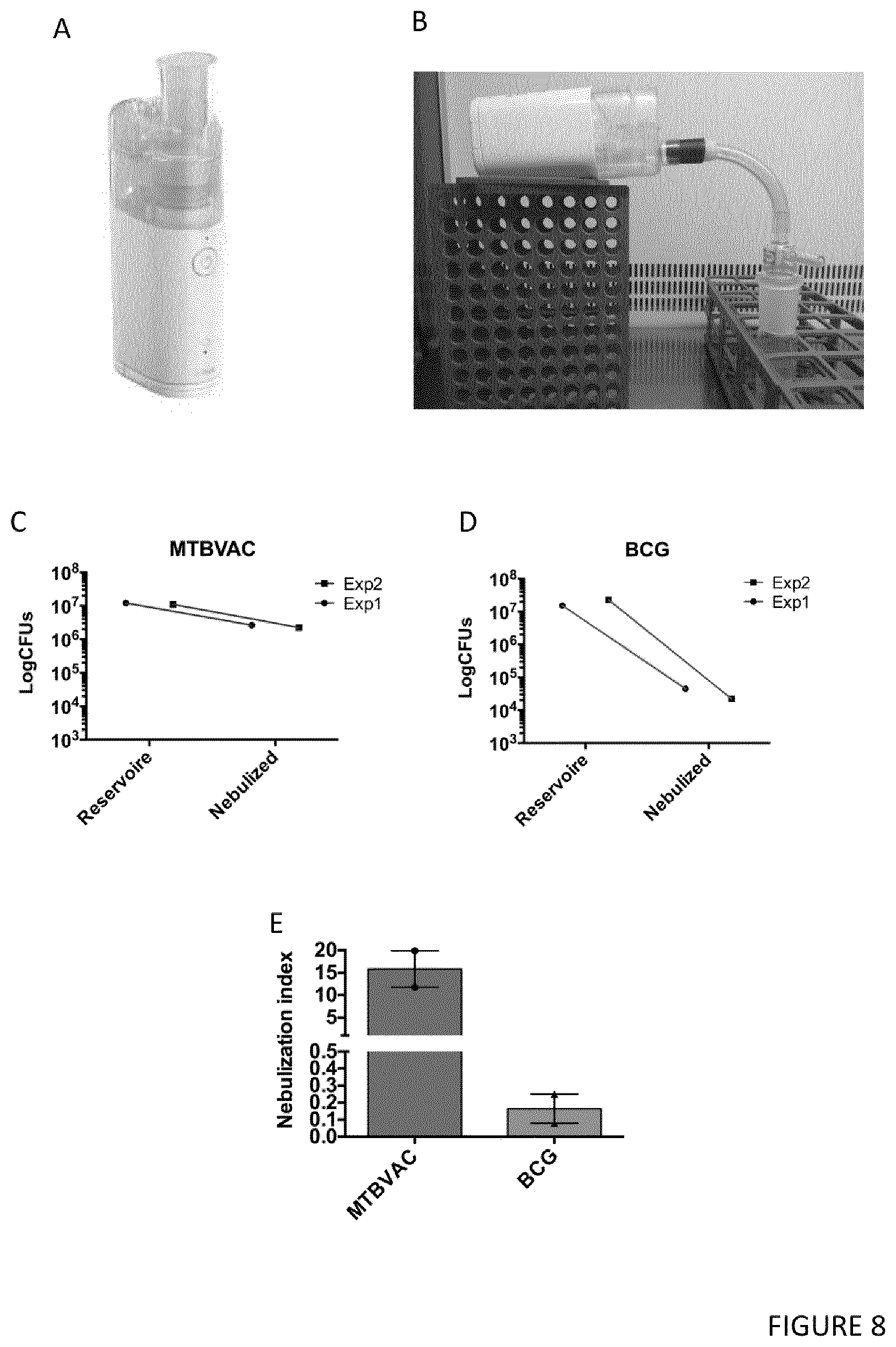 Patent US12551512 Figure 8 – Therapeutic efficacy by pulmonary delivery of live attenuated mycobacteria