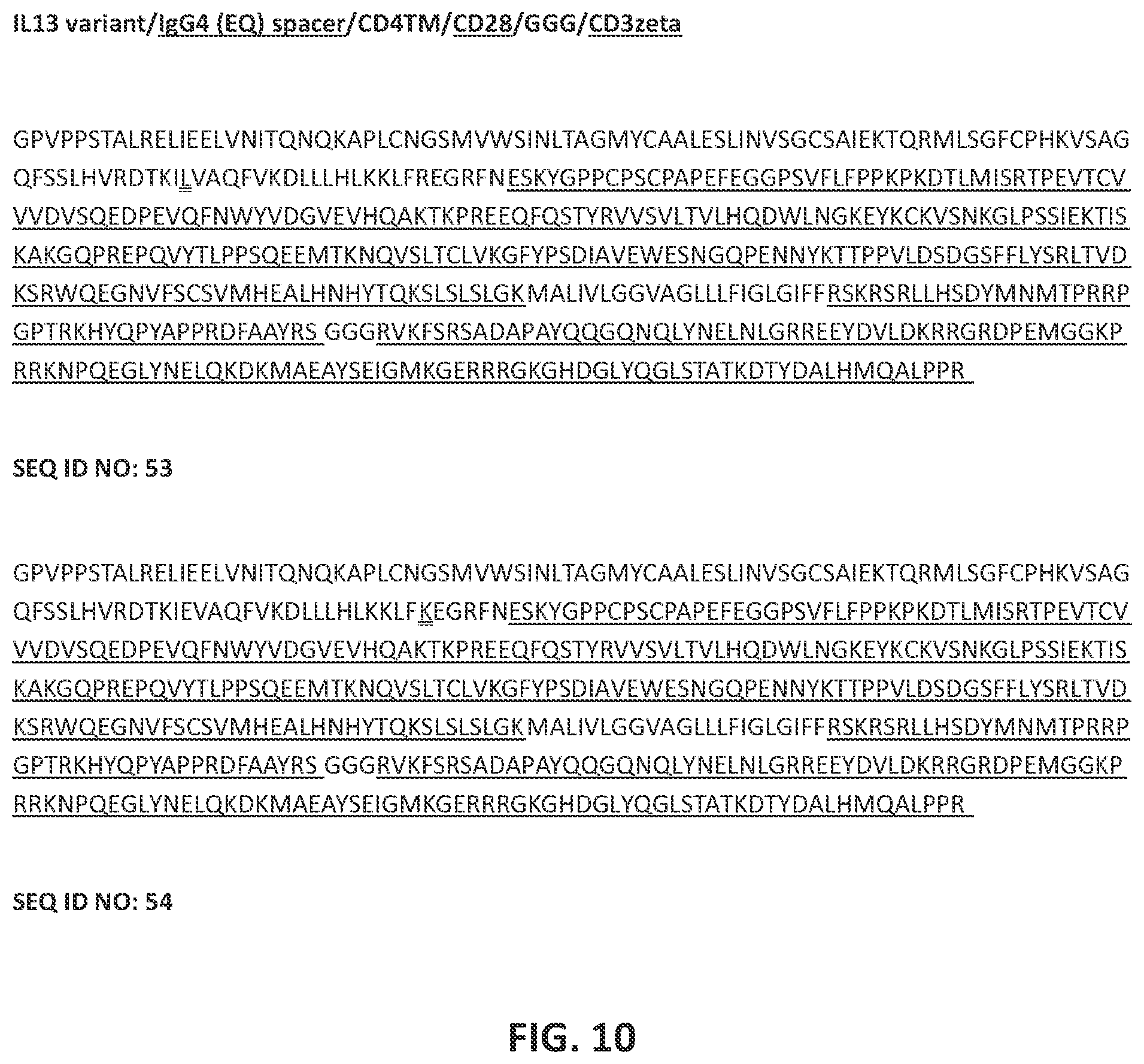 Patent US12551557 Figure 10 – Targeted chimeric antigen receptor modified T cells for treatment of IL13RALPHA2 positive malignancies