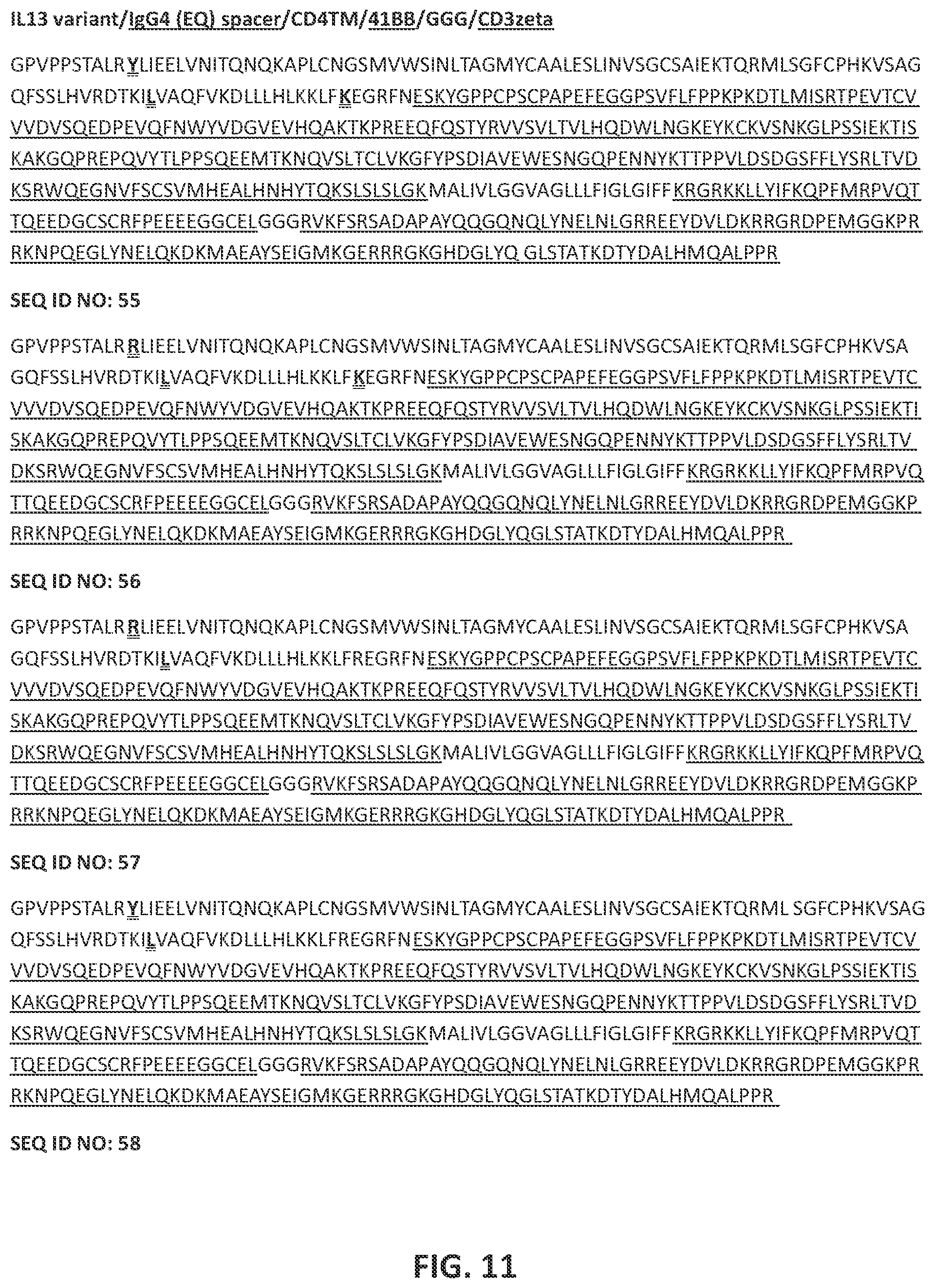 Patent US12551557 Figure 11 – Targeted chimeric antigen receptor modified T cells for treatment of IL13RALPHA2 positive malignancies