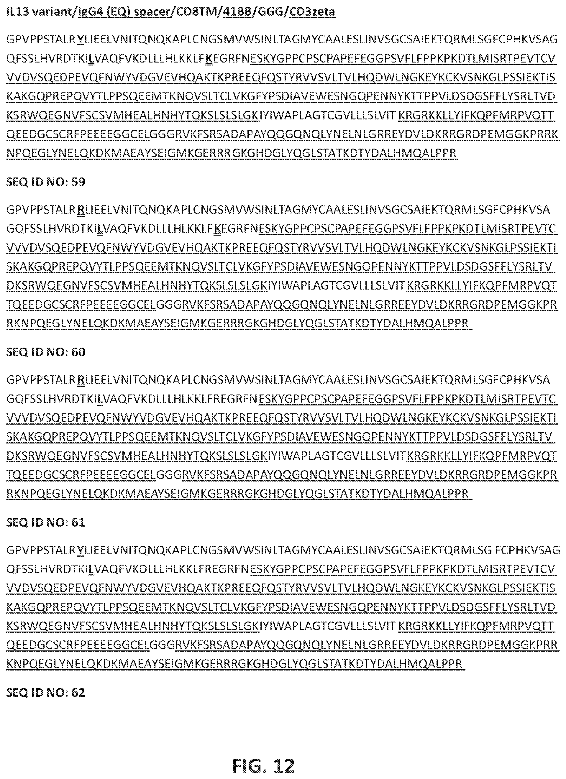 Patent US12551557 Figure 12 – Targeted chimeric antigen receptor modified T cells for treatment of IL13RALPHA2 positive malignancies