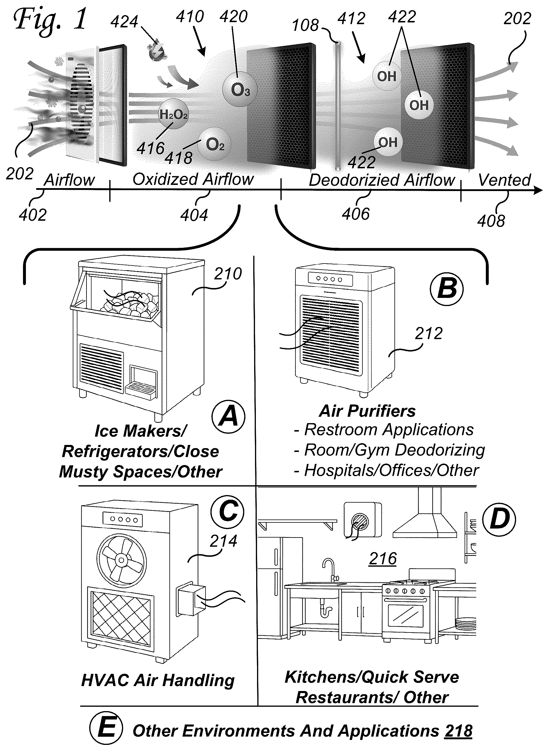 Patent US12551592 Figure 1 – Ozone-based disinfection system for refrigerated storage and ice-making applications