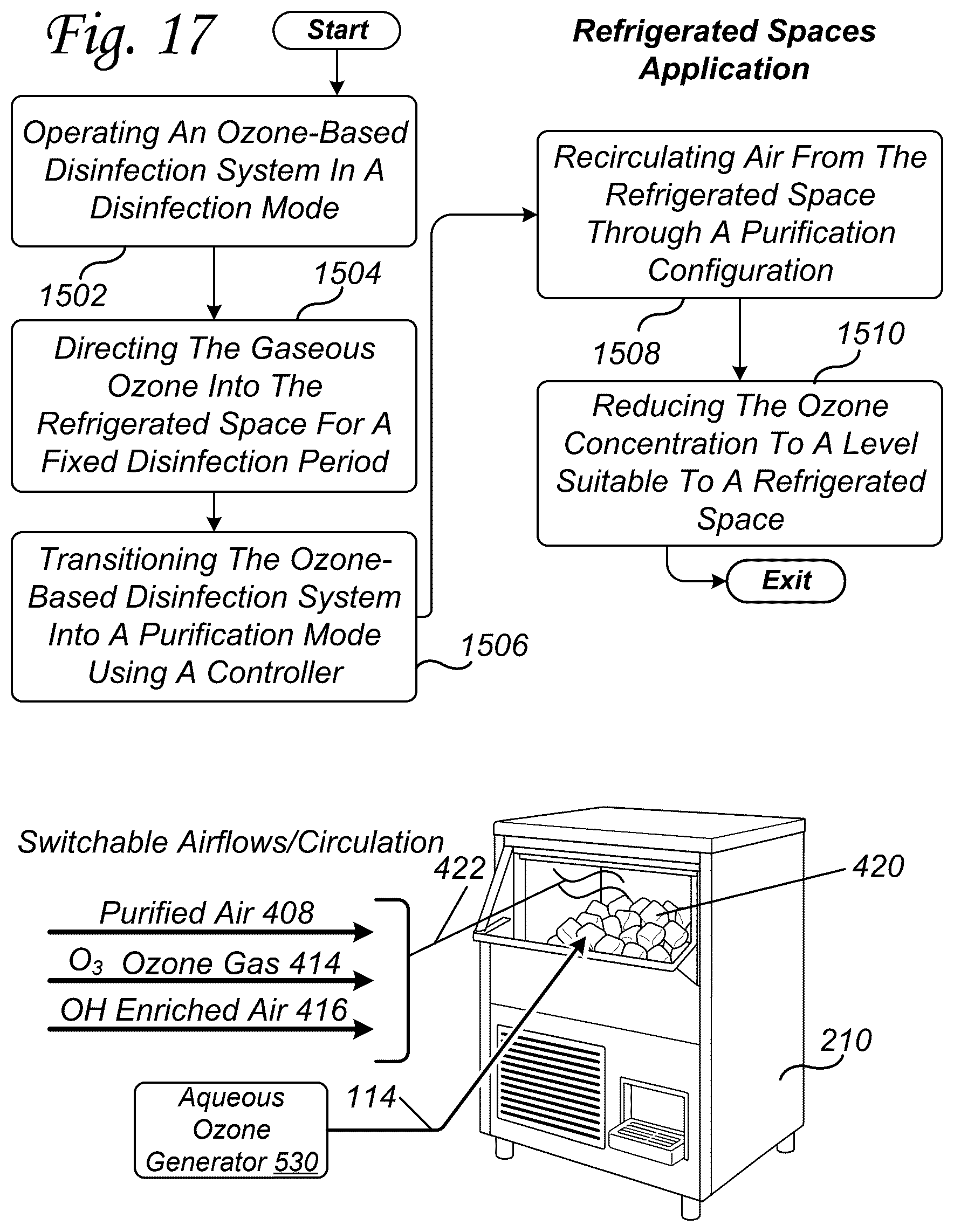 Patent US12551592 Figure 17 – Ozone-based disinfection system for refrigerated storage and ice-making applications