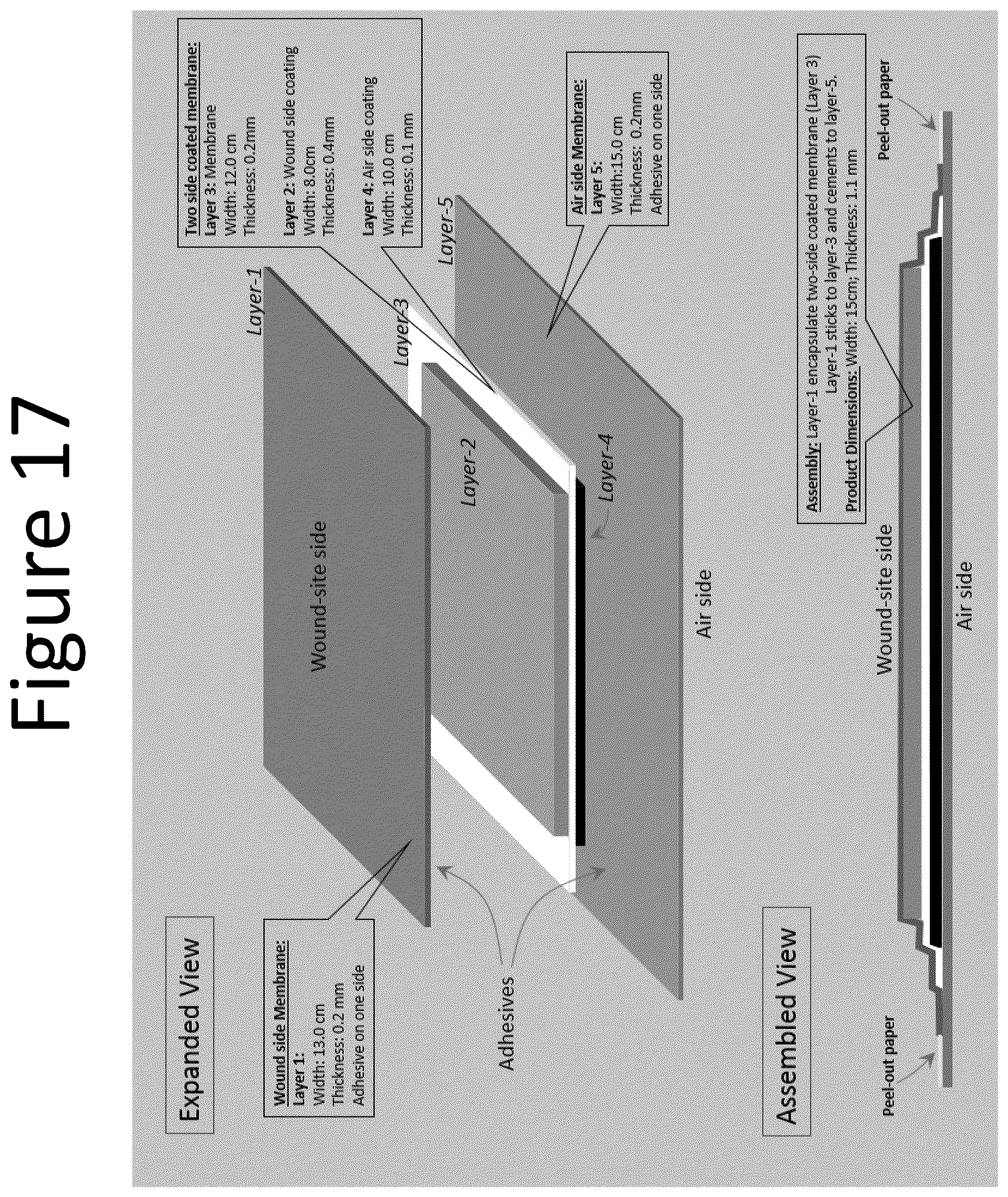 Patent US12551597 Figure 17 – Absorbent, breathable and pathogen blocking/killing wound care dressing and fabrication thereof