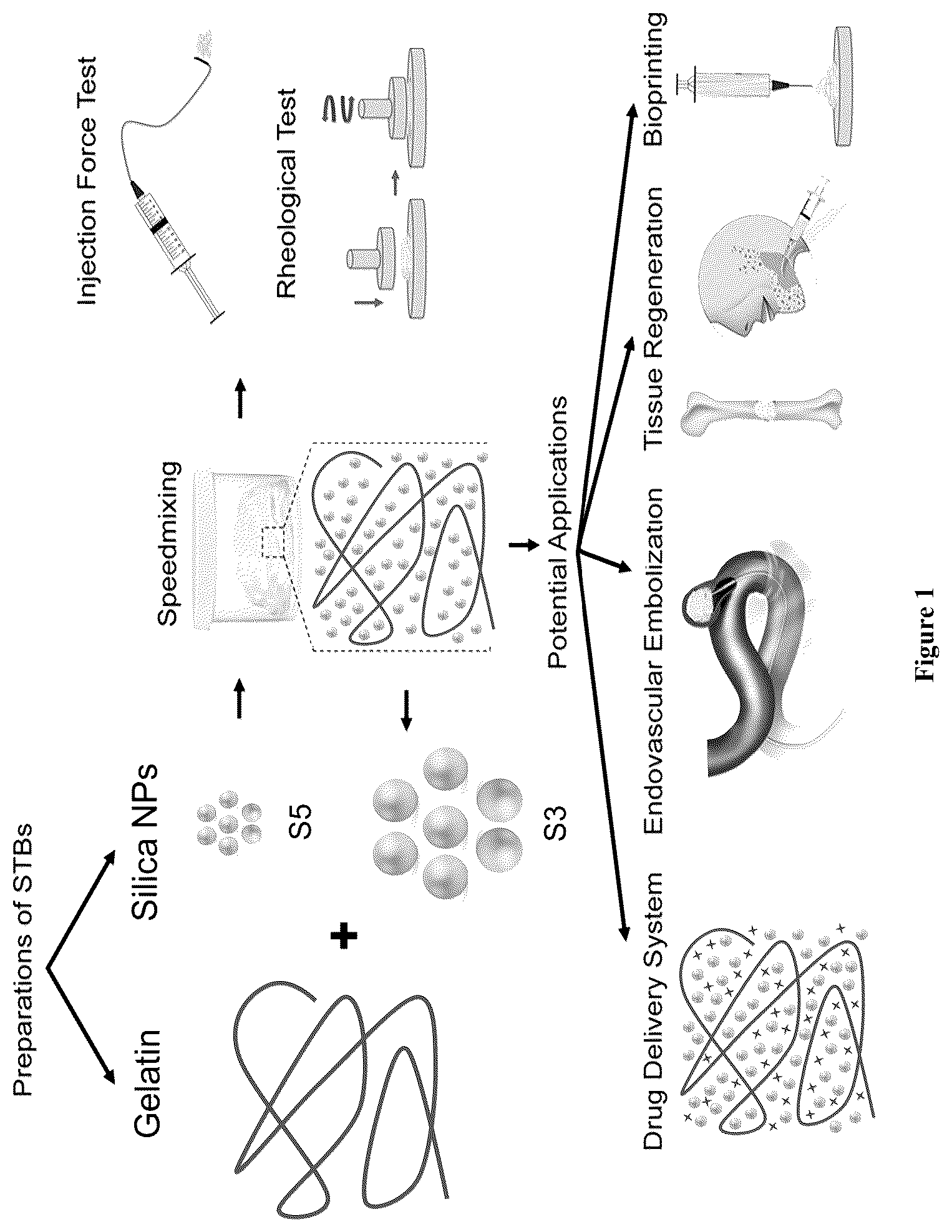 Patent US12551602 Figure 1 – Nanoengineering of shear-thinning biomaterials
