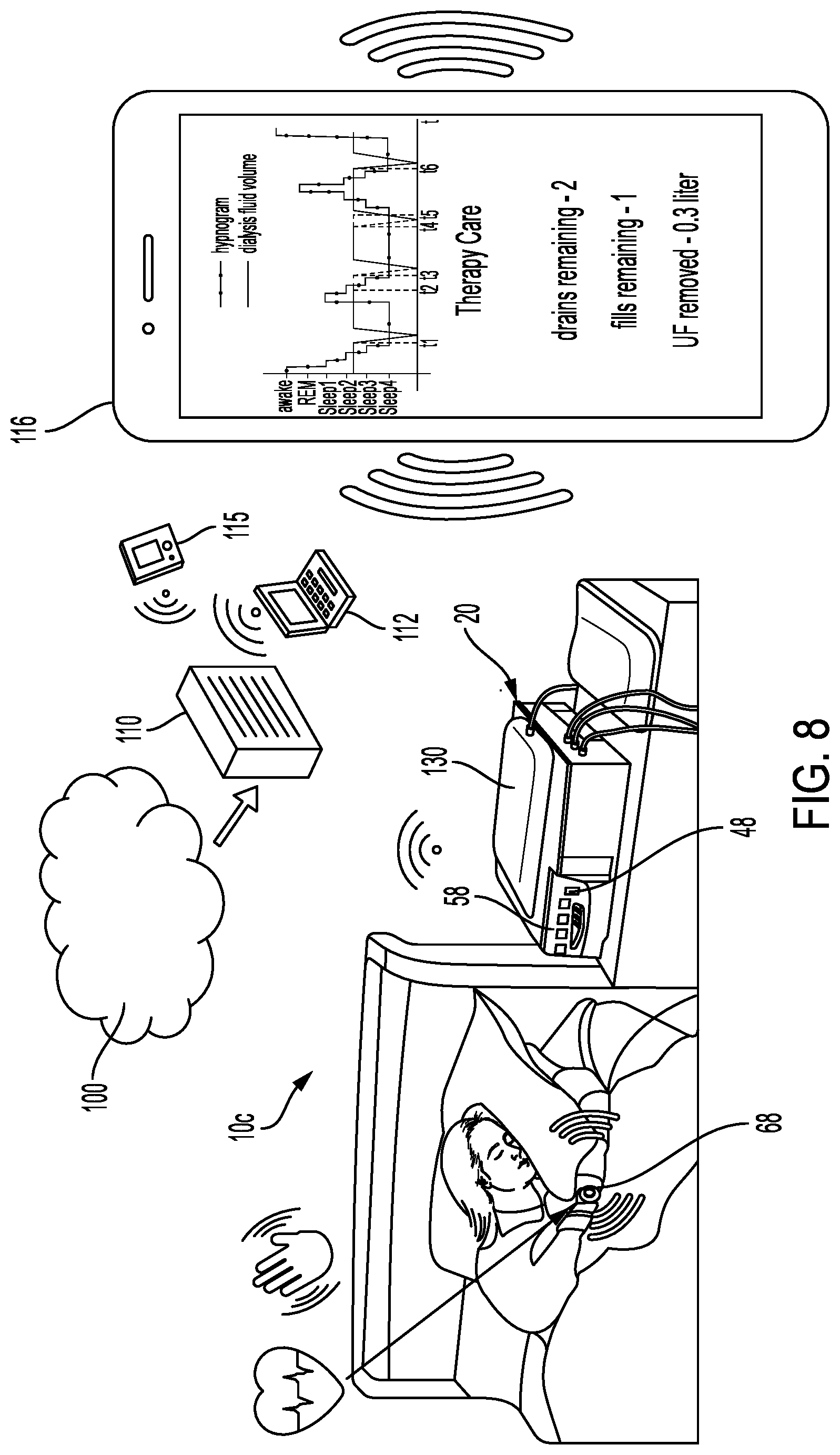 Patent US12551607 Figure 8 – Sleep tracking for alarm and therapy modifications
