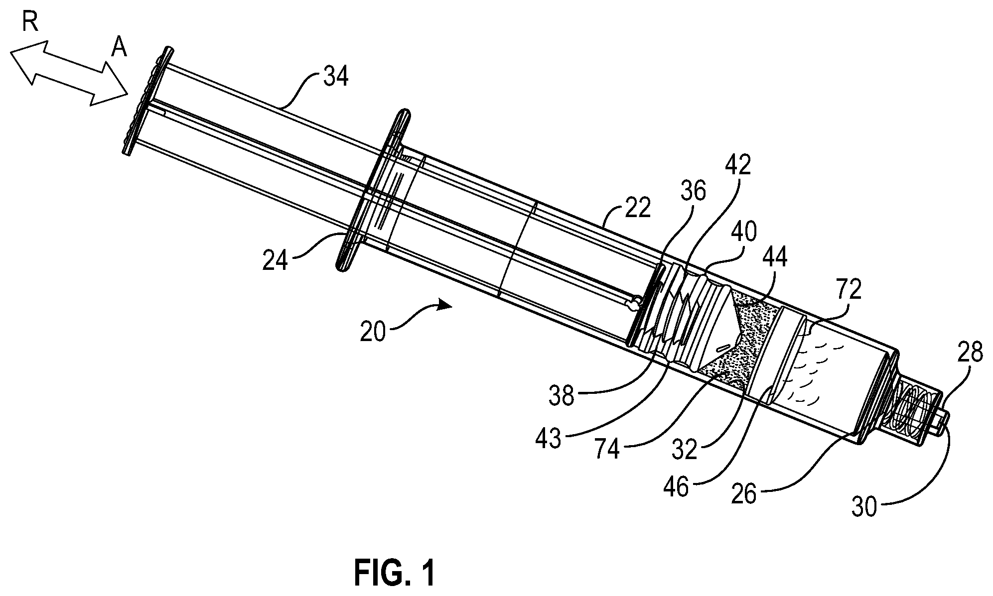 Patent US12551622 — Dual chamber syringe assembly with floating stopper — Figure 1