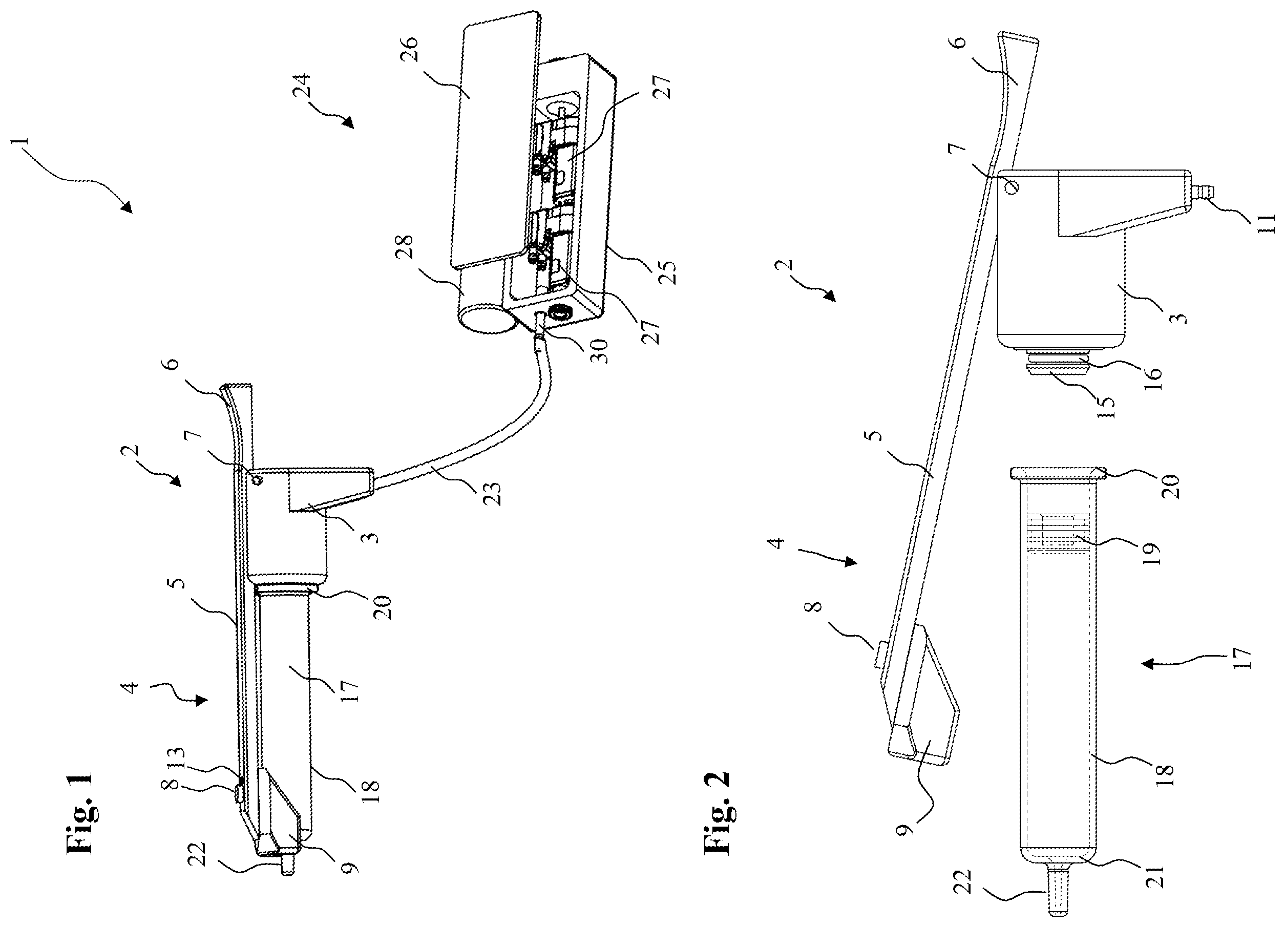 Patent US12551629 Figure 1 – Pen-like syringe device and syringe system