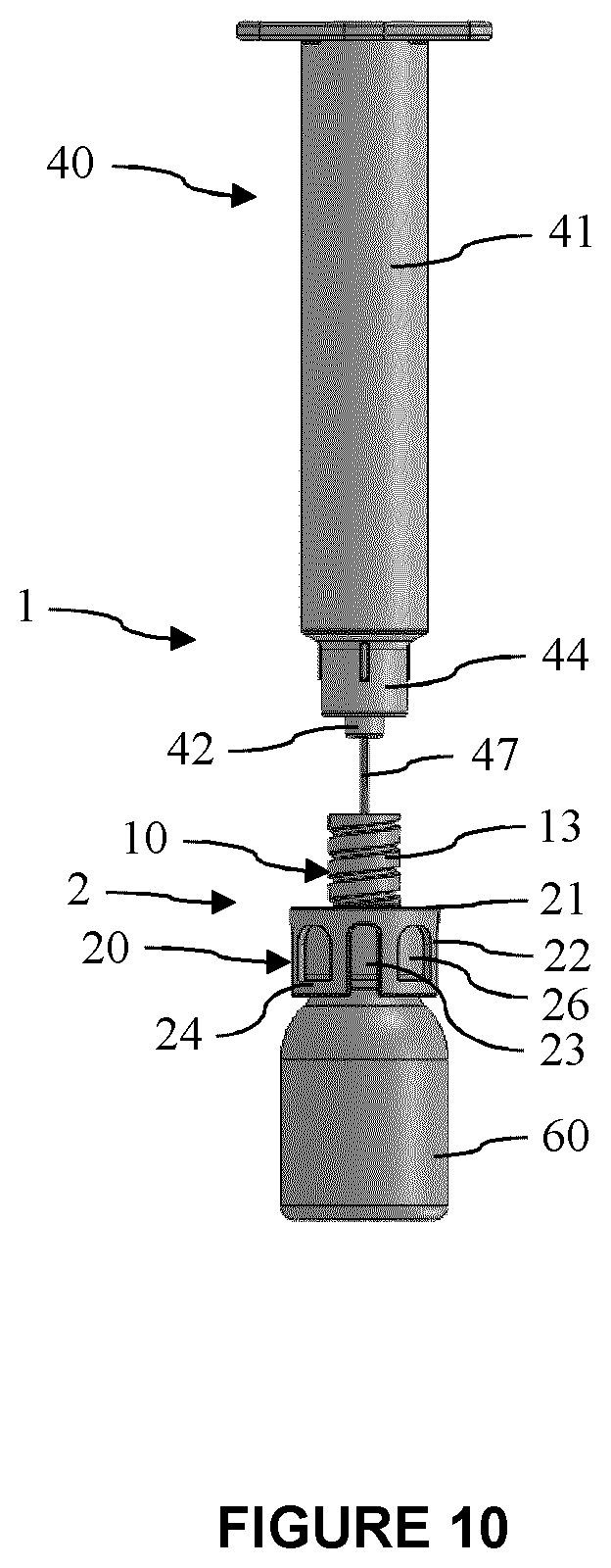 Patent US12551630 Figure 6 – Connector for connecting a medical injection device to a container and assembly comprising said connector and medical injection device