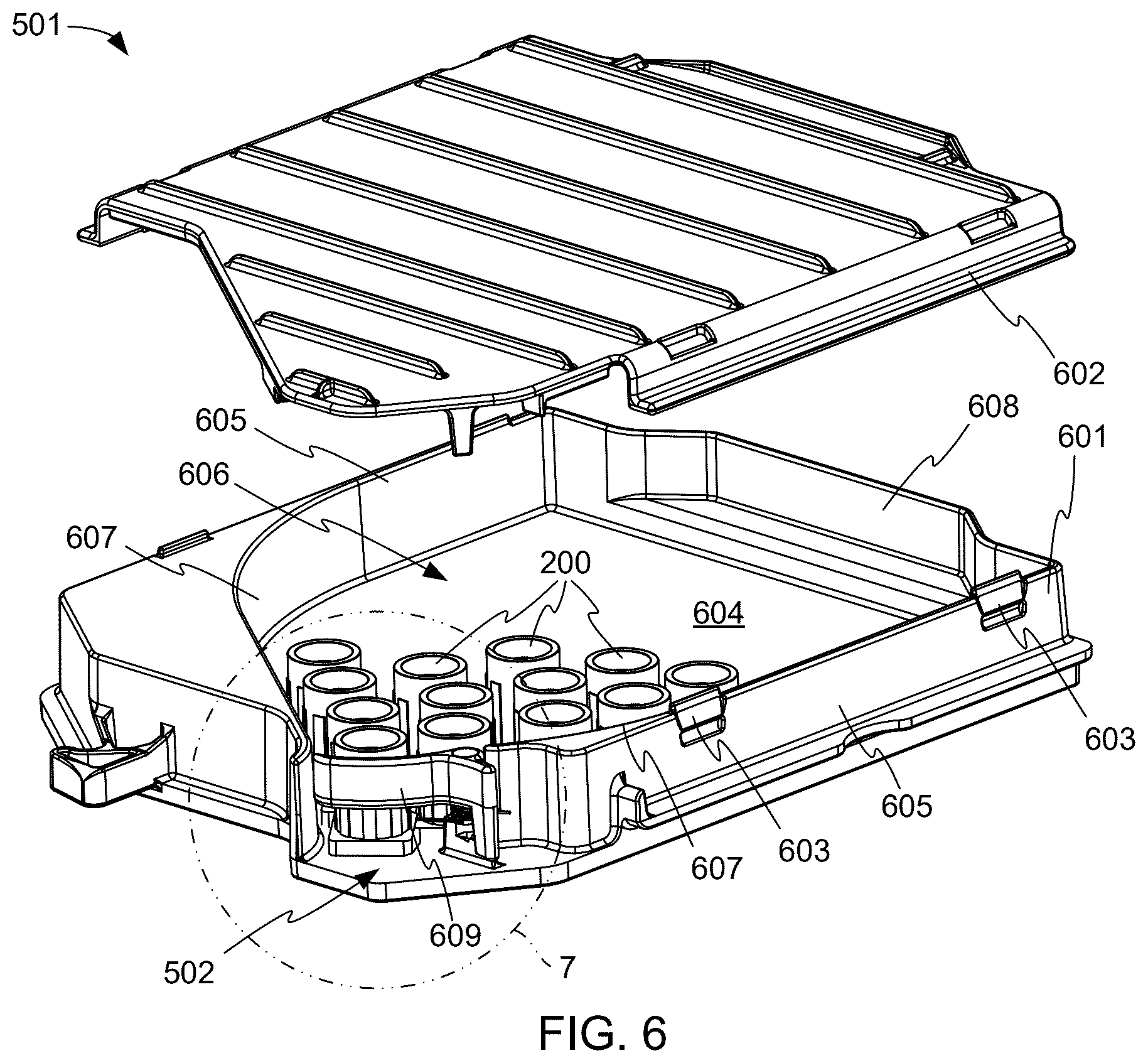 Patent US12551631 Figure 5 – Cartridge loading system for syringe caps