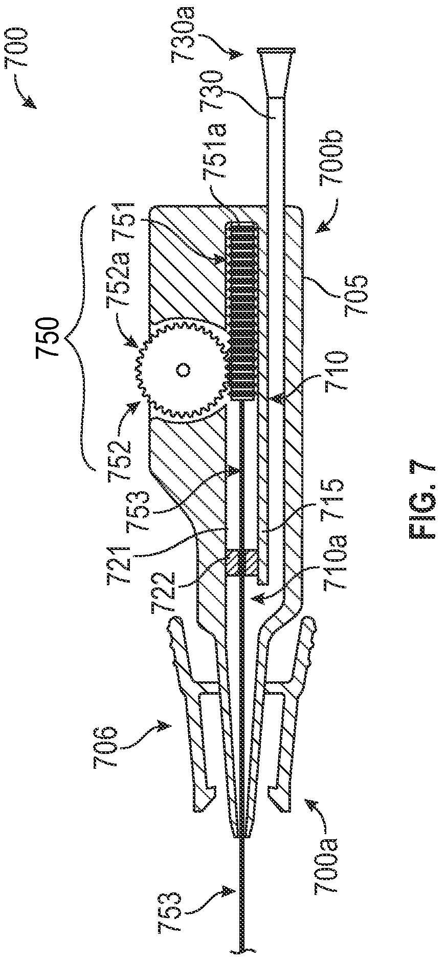 Patent US12551663 Figure 7 – Probe delivery device to facilitate advancement of a probe within an intravenous catheter