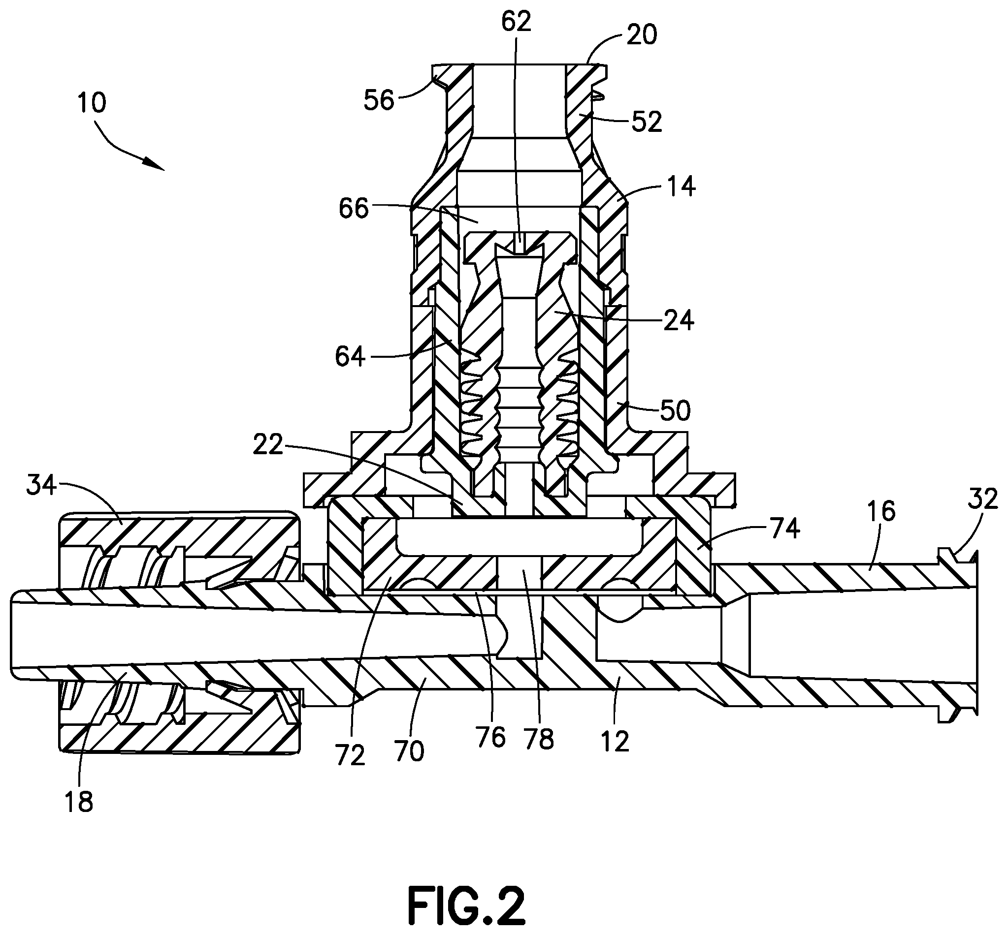 Patent US12551680 Figure 2 – Rotating luer connector