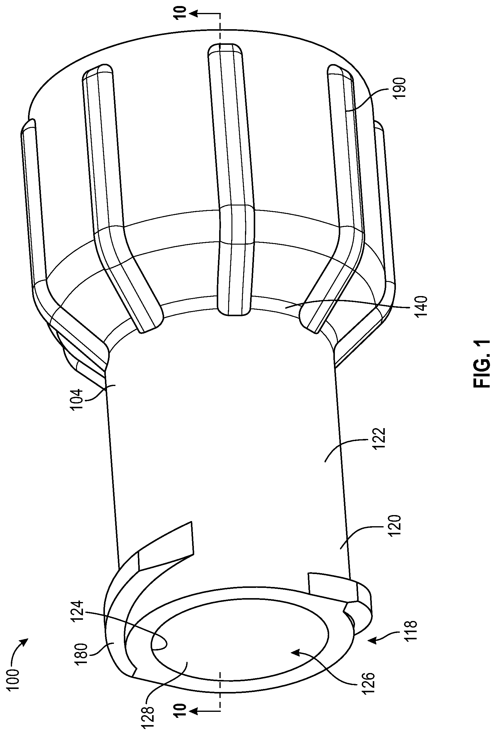 Patent US12551682 Figure 1 – Universal single-use cap for male and female connectors