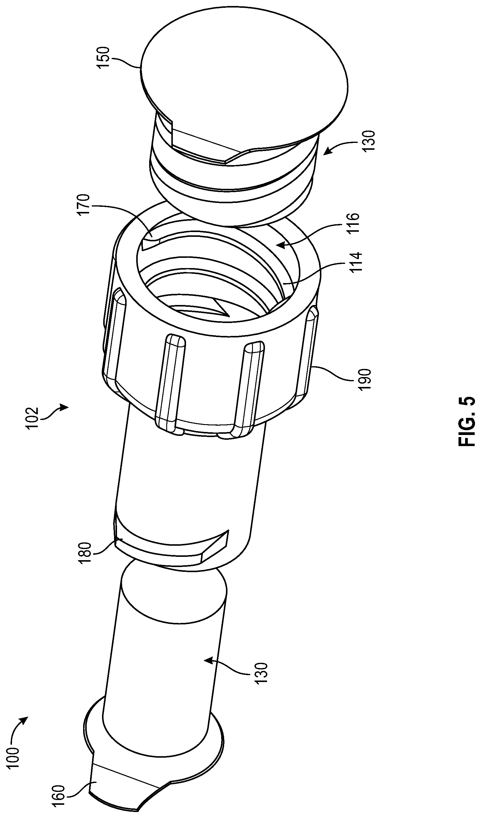 Patent US12551682 Figure 5 – Universal single-use cap for male and female connectors