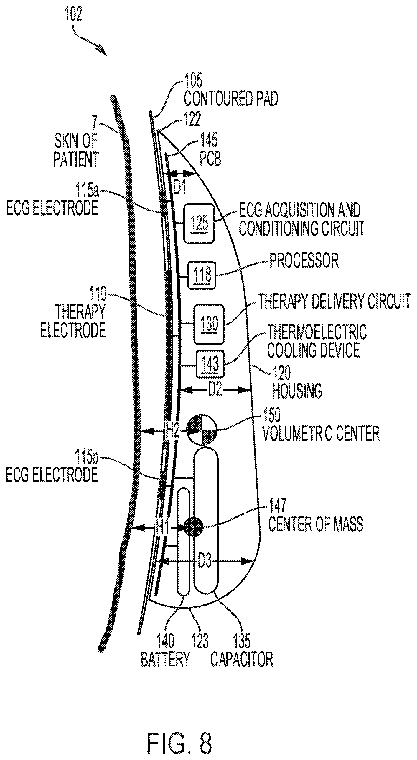 Patent US12551693 Figure 8 – Adhesively coupled wearable medical device