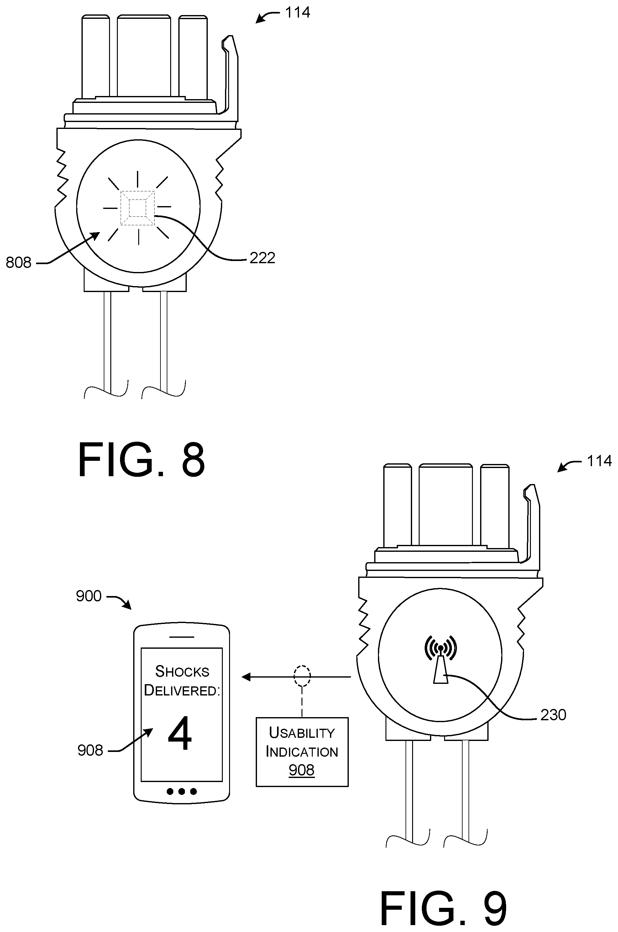 Patent US12551696 Figure 5 – Electrodes with usability indicator