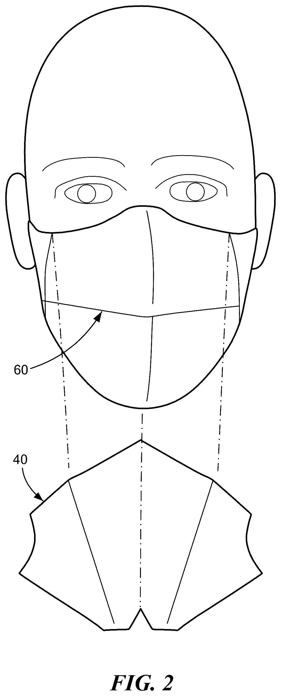 Patent US12551737 Figure 2 – Shaped three dimensional mask with replaceable filter