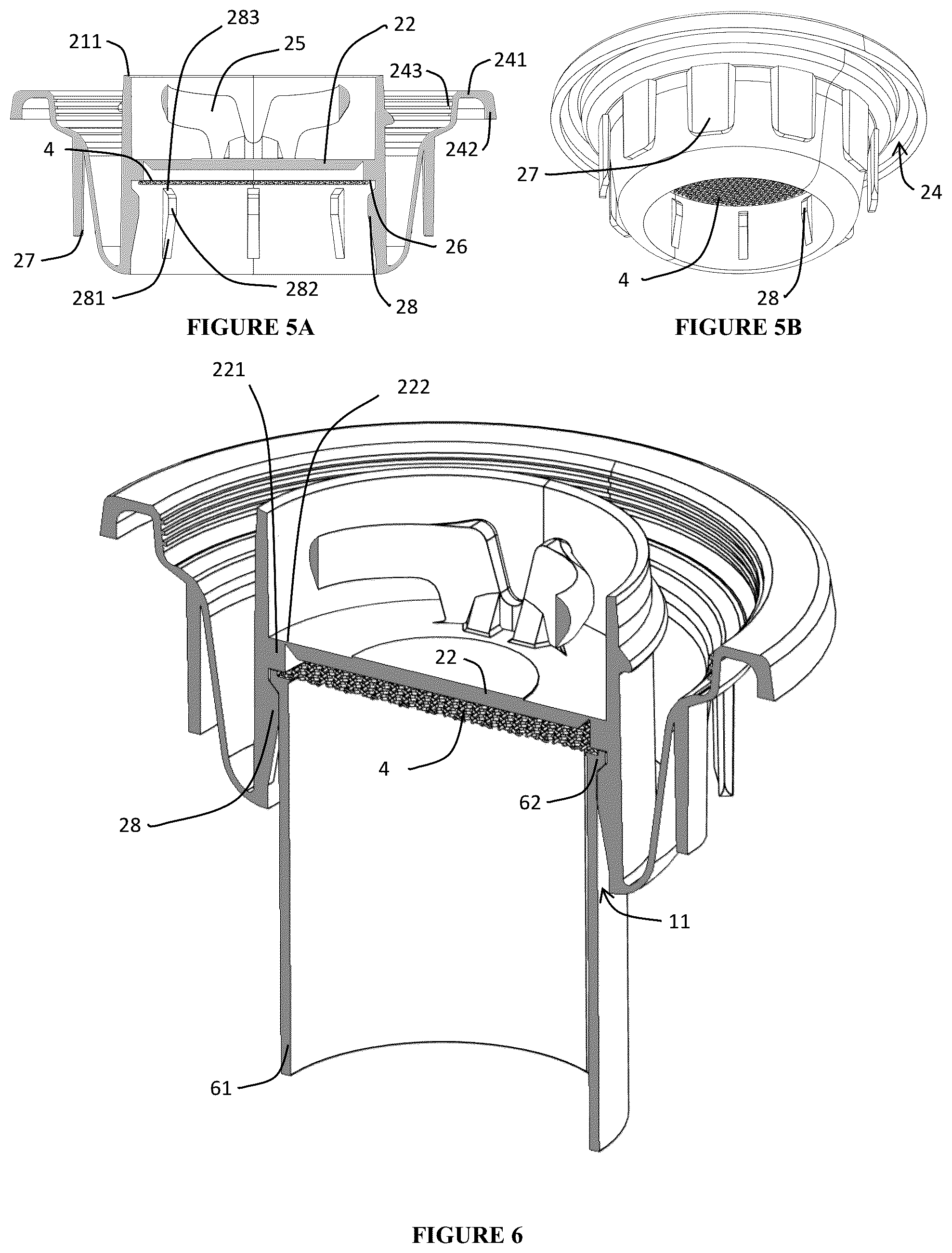Patent US12551738 Figure 5 – Retractable spout closure system with flame mitigation