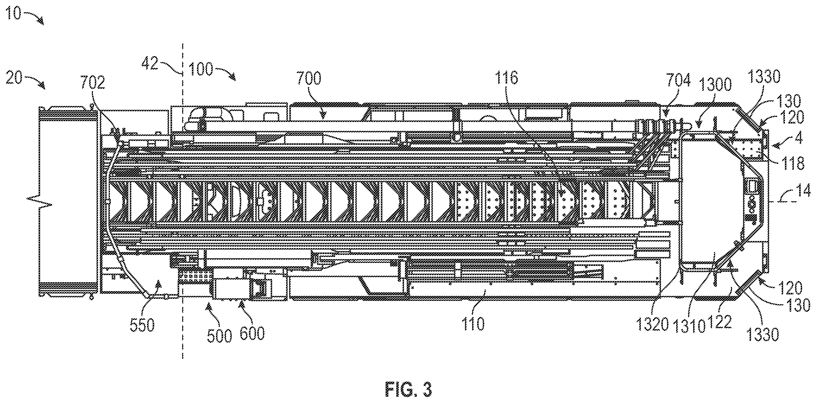 Patent US12551740 Figure 3 – Aerial configuration for a mid-mount fire apparatus