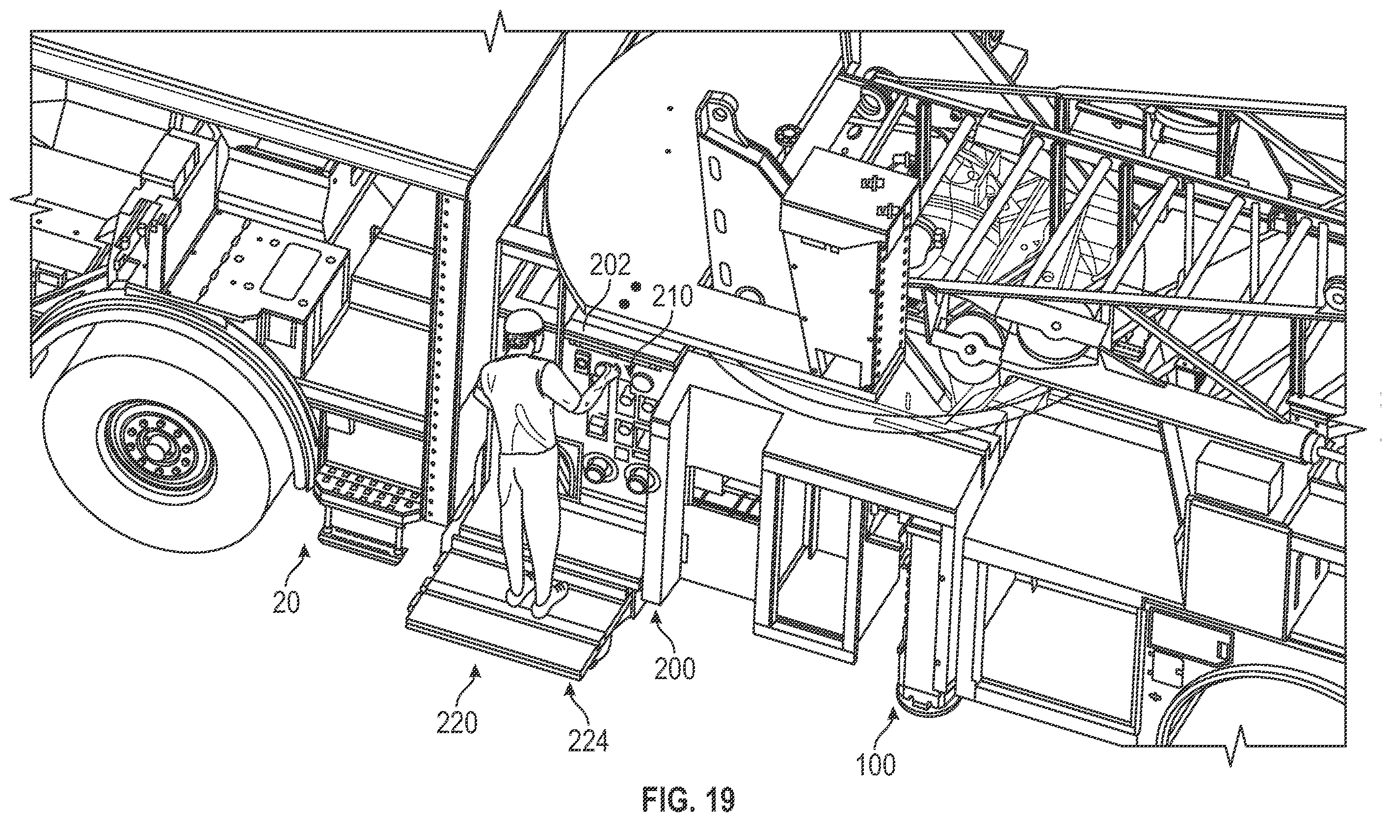 Patent US12551740 Figure 19 – Aerial configuration for a mid-mount fire apparatus