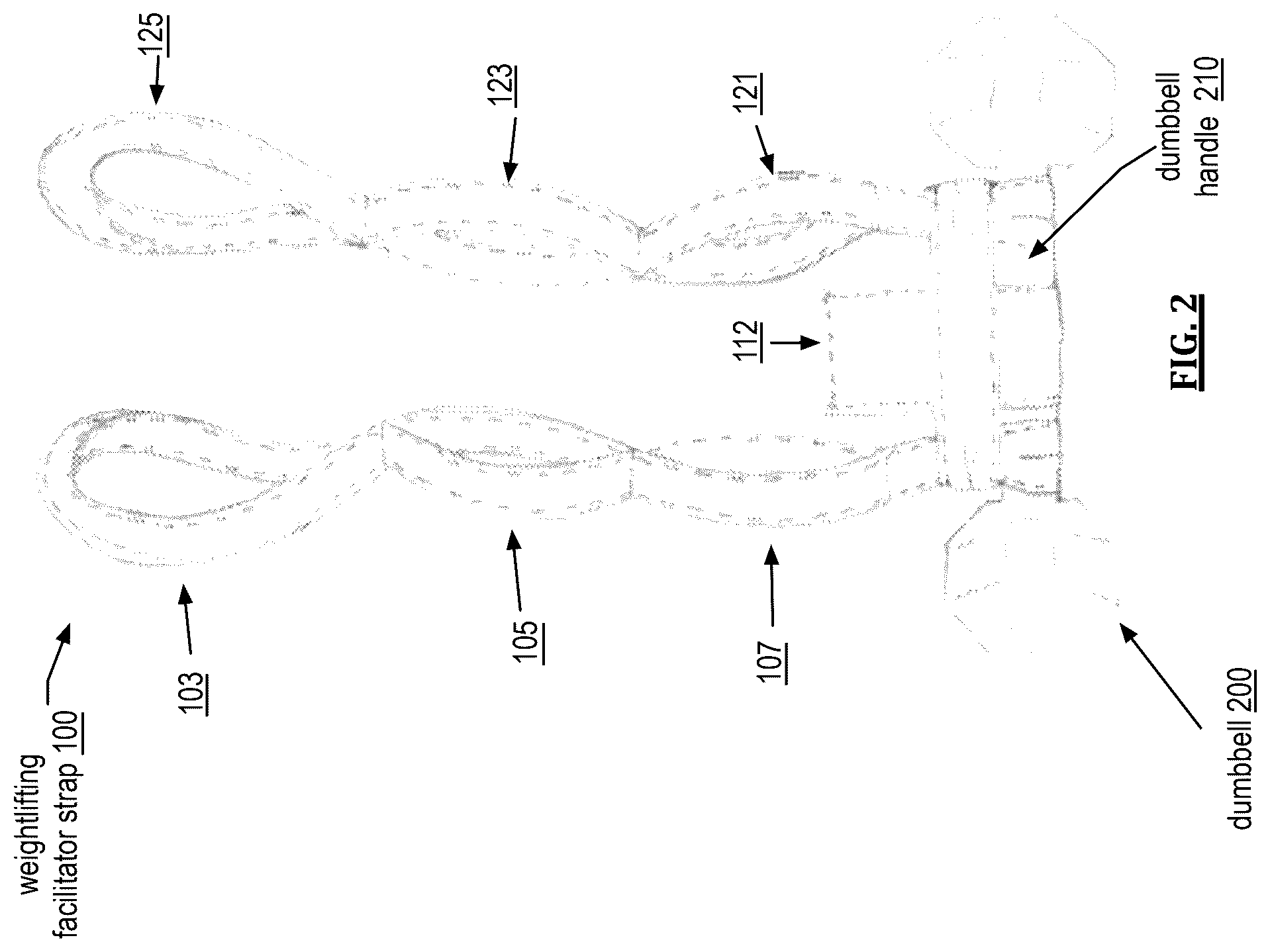 Patent US12551747 Figure 2 – Weightlifting facilitator straps