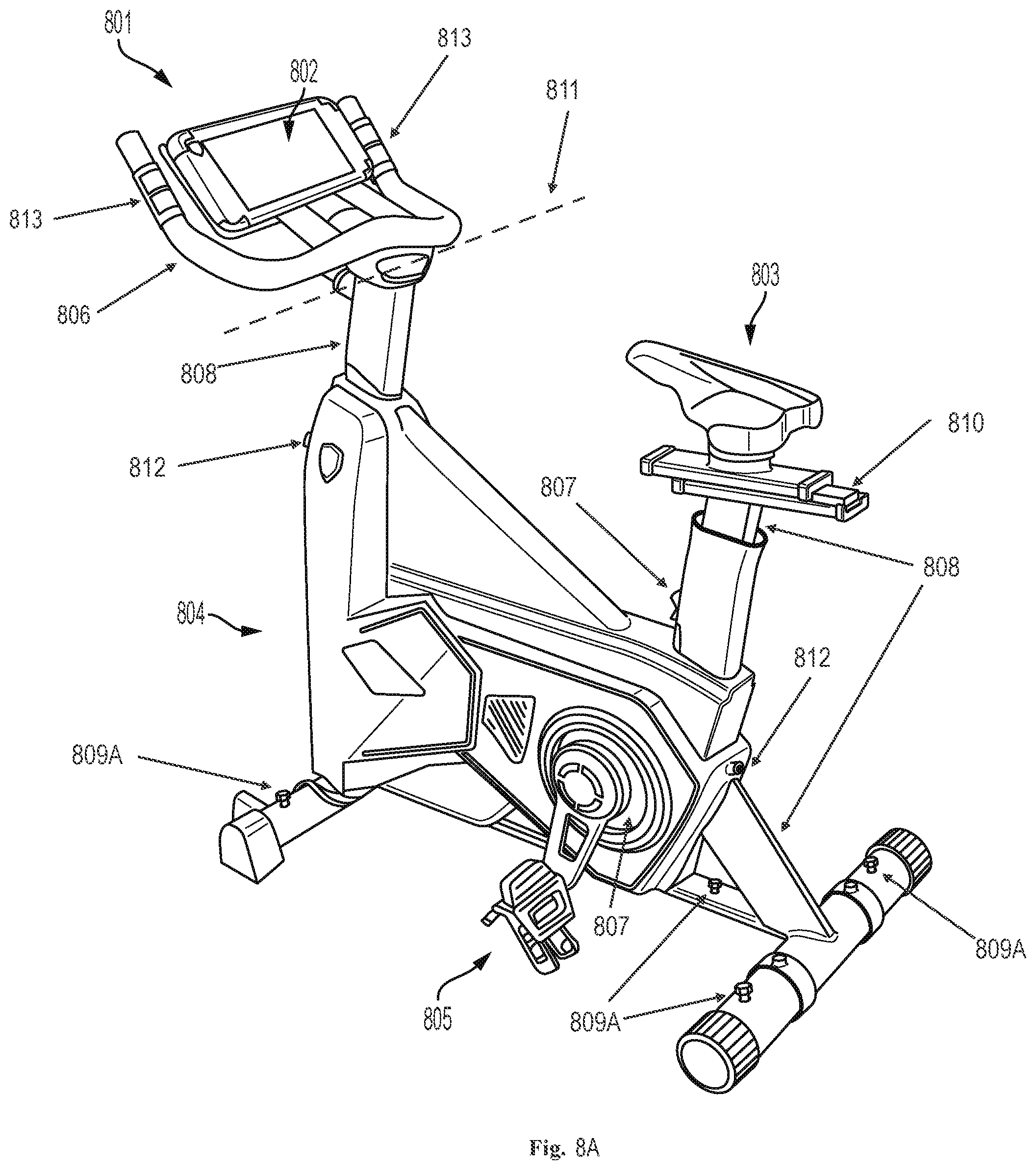 Patent US12551750 Figure 9 – Stationary exercise bike for use in a correctional facility