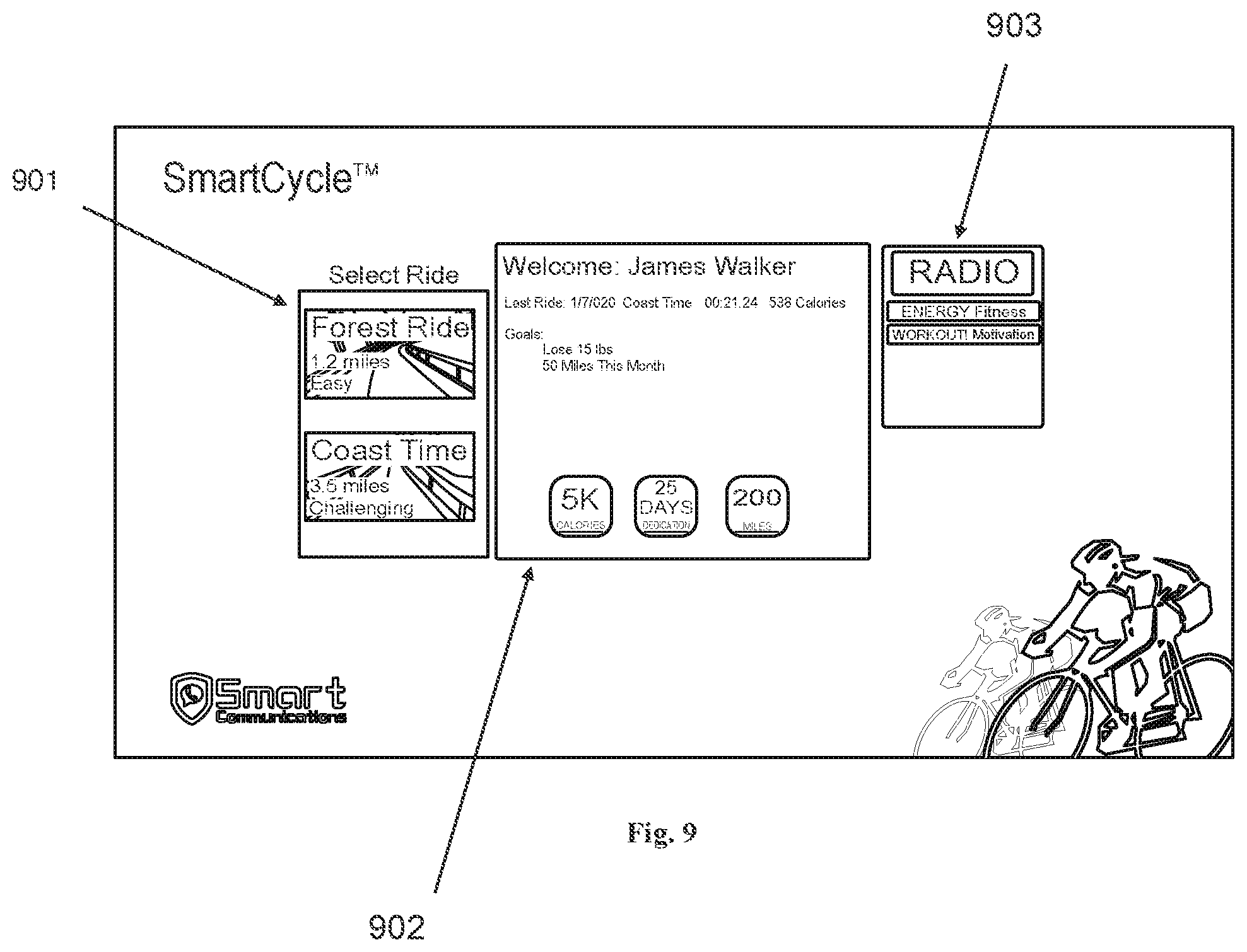 Patent US12551750 Figure 11 – Stationary exercise bike for use in a correctional facility