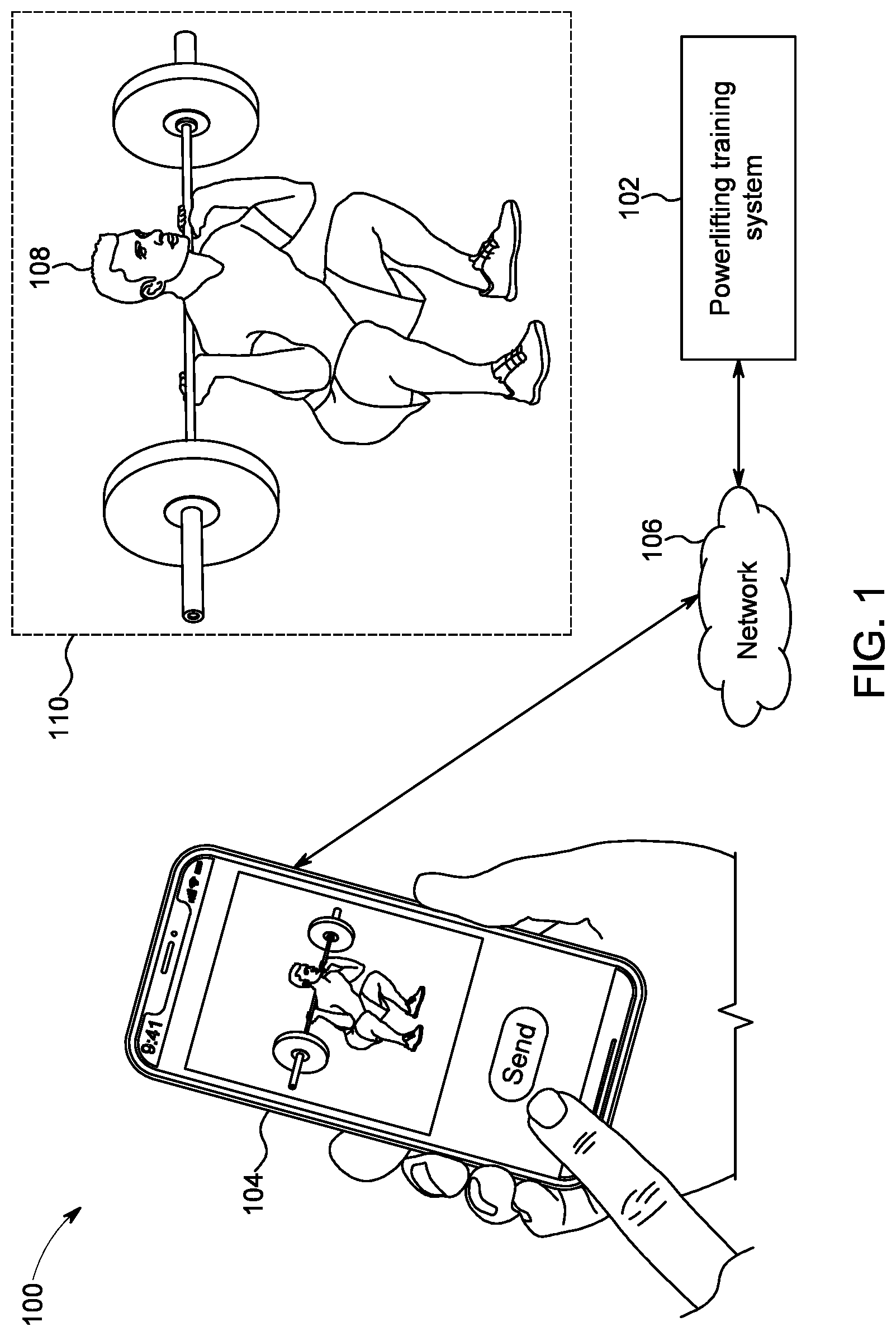 Patent US12551761 Figure 1 – Machine learning powerlifting training system