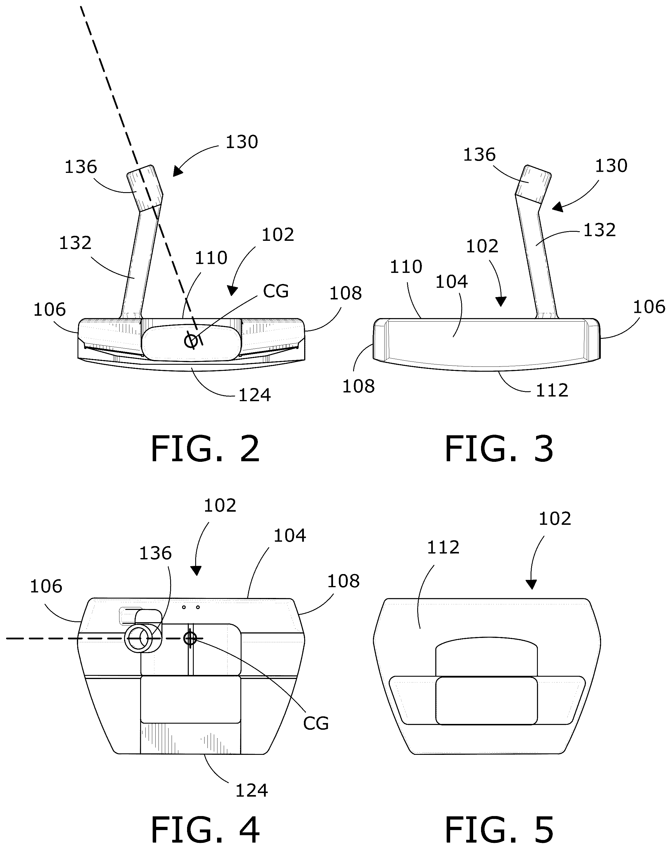 Patent US12551762 Figure 2 – Face forward putter type golf club