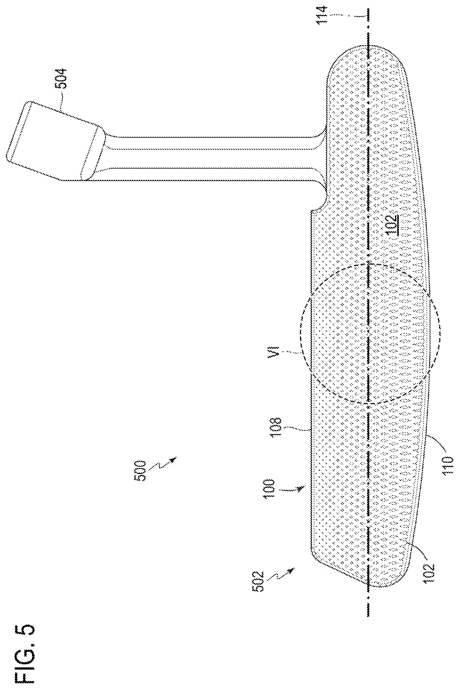 Patent US12551764 Figure 5 – Golf club with grooved striking face