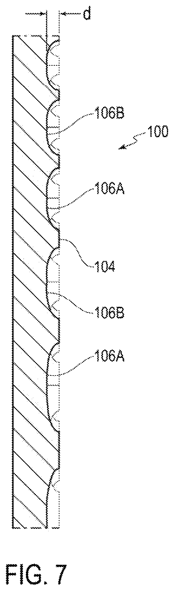 Patent US12551764 Figure 7 – Golf club with grooved striking face