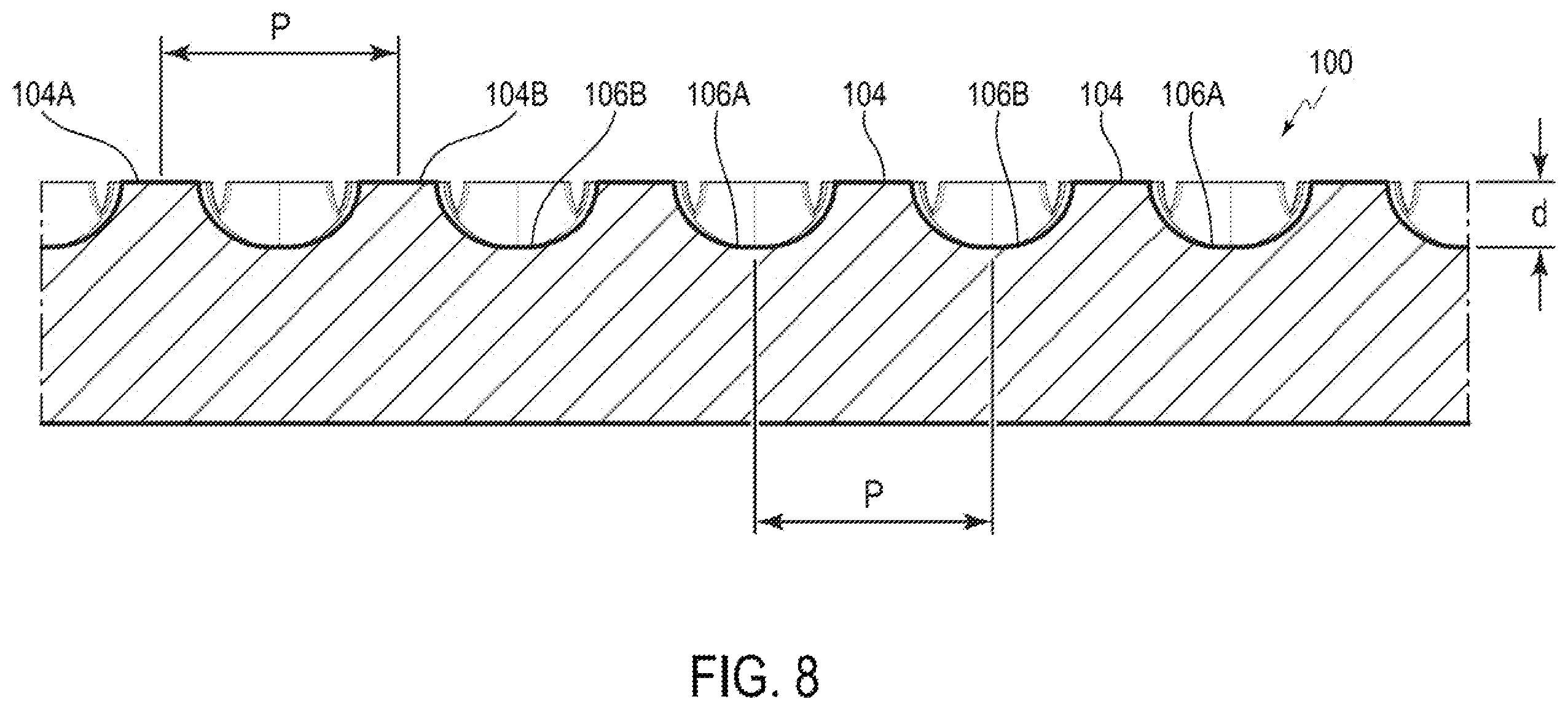 Patent US12551764 Figure 8 – Golf club with grooved striking face