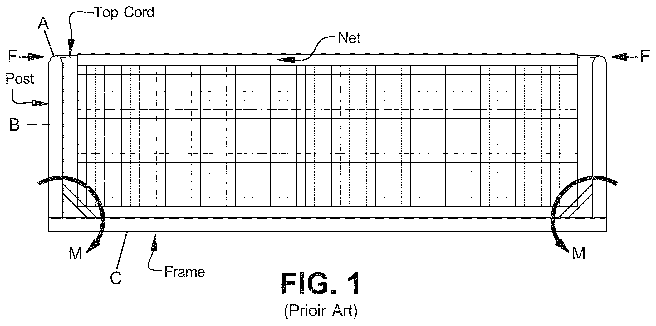 Patent US12551766 Figure 1 – Pickleball net