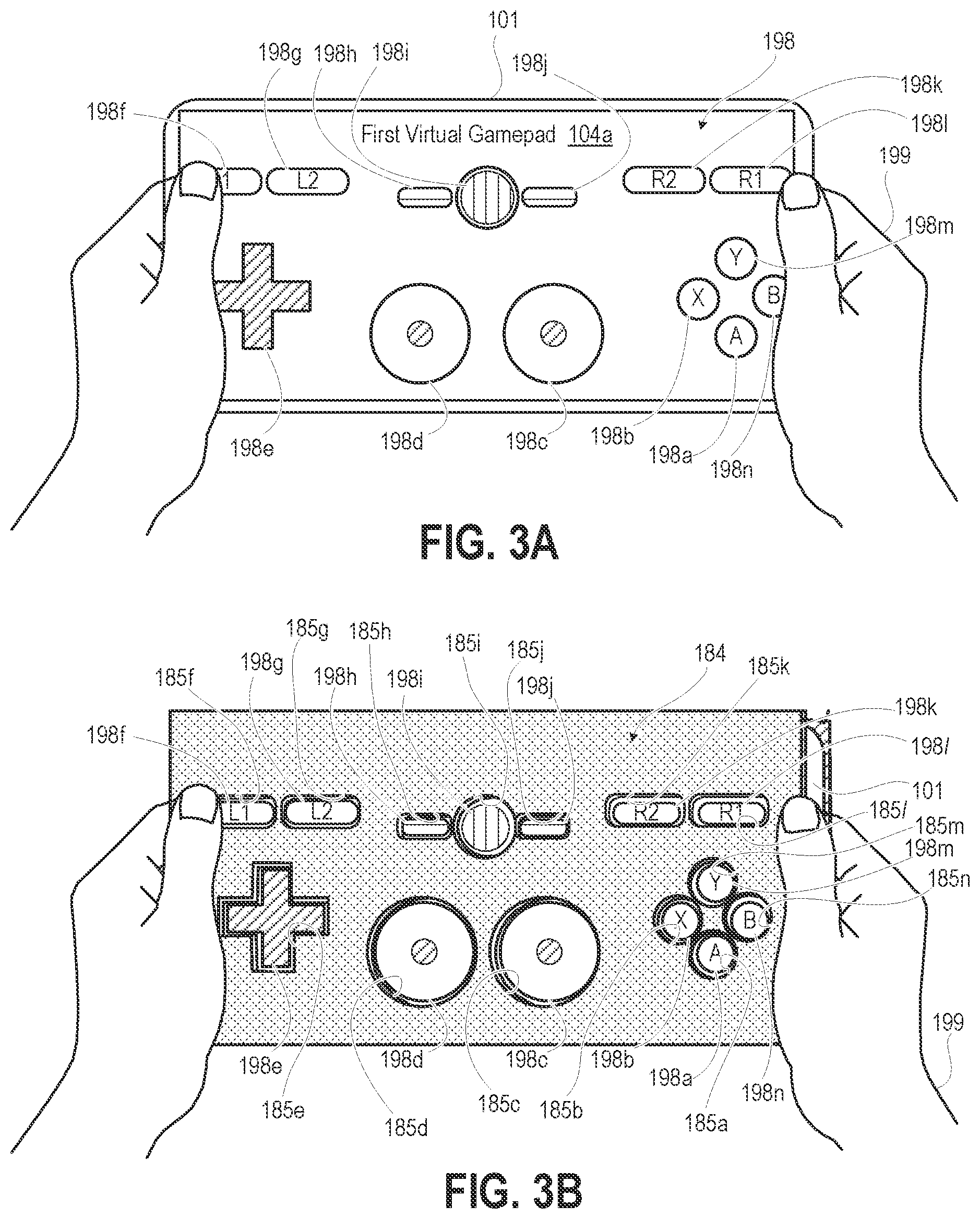 Patent US12551784 Figure 3 – Tactile overlay for touch screen virtual game controller coupled to external display