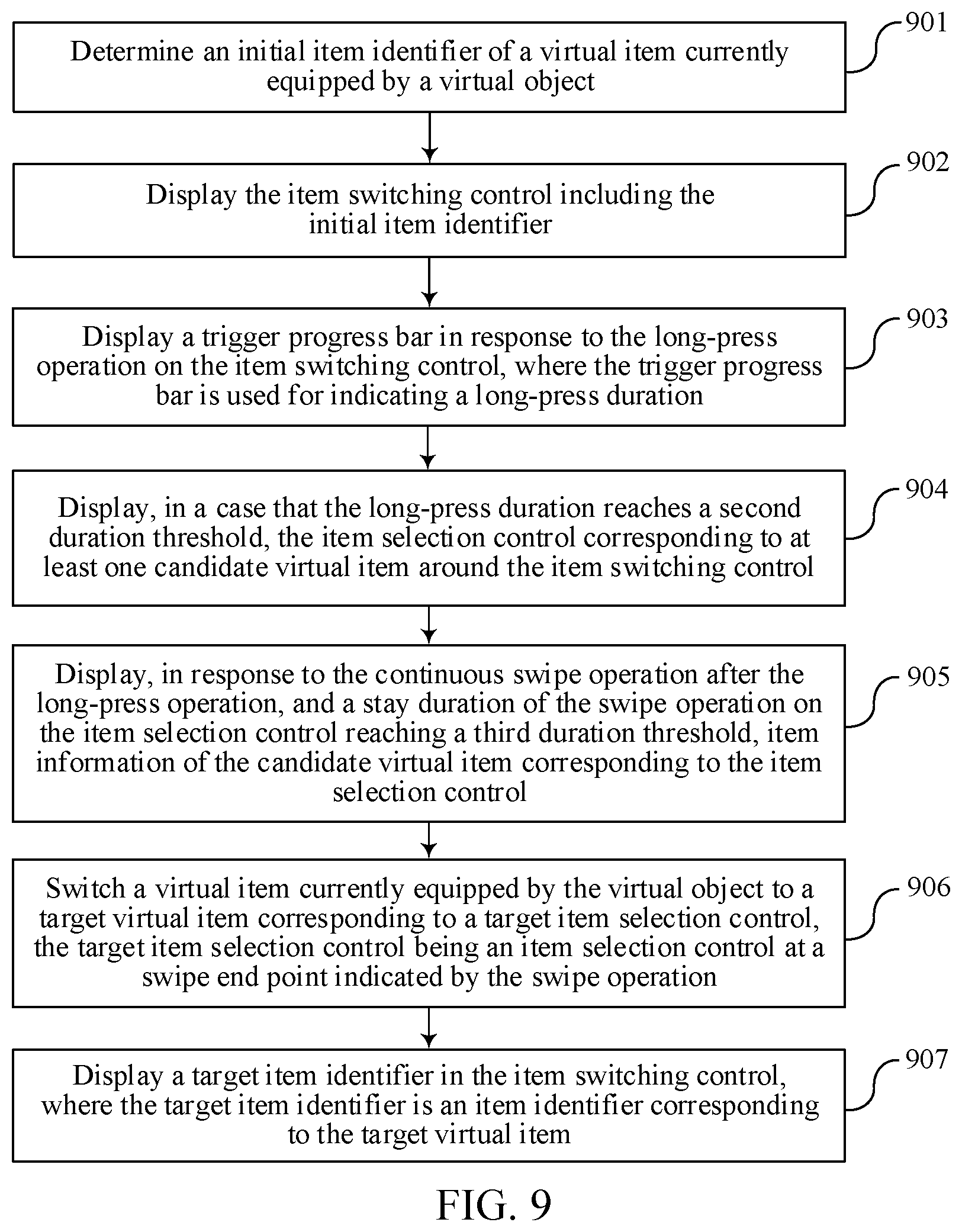 Patent US12551794 Figure 8 – Virtual item selection interface