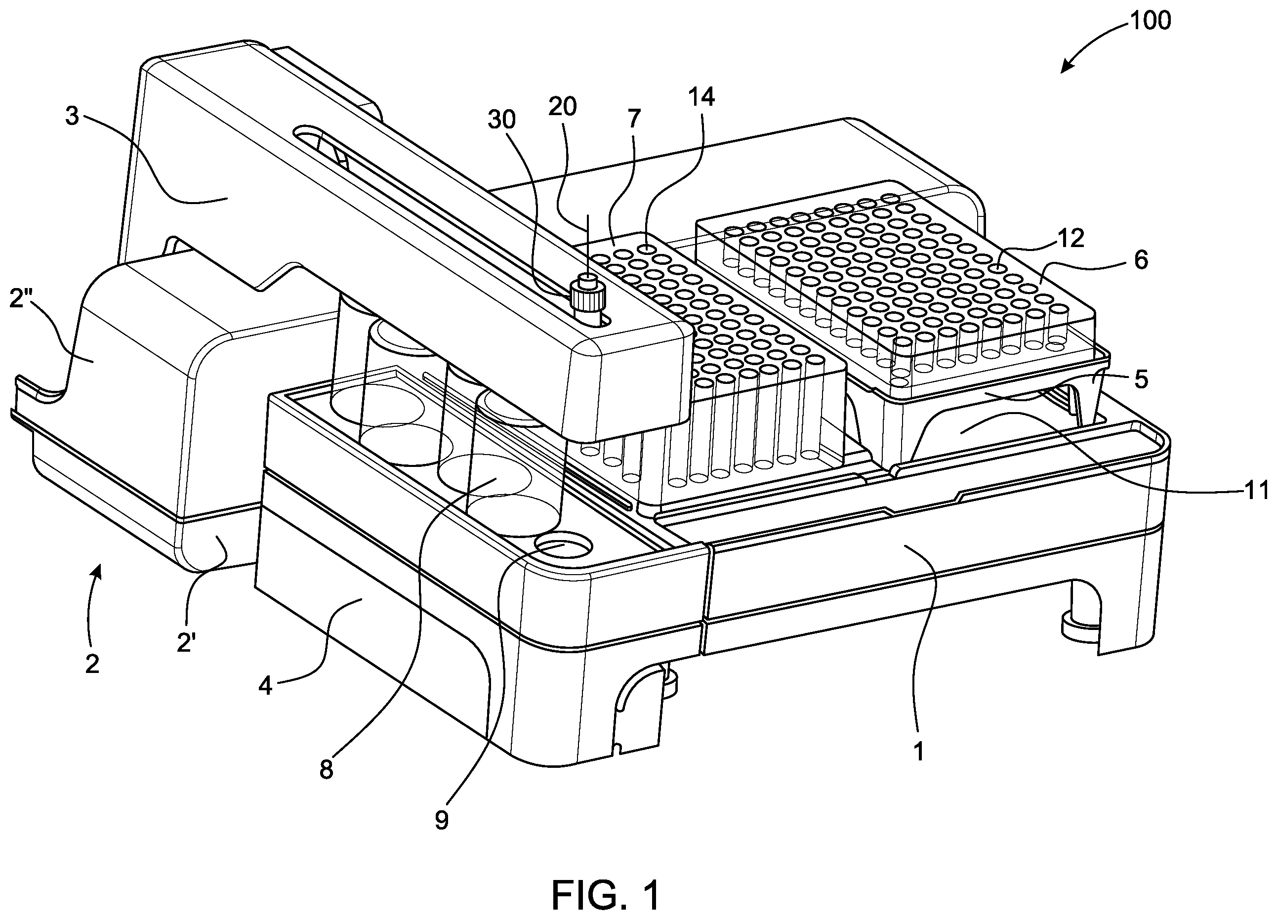 Patent US12551824 Figure 1 – Fraction collector, cooling arangement, and rack for use therewith