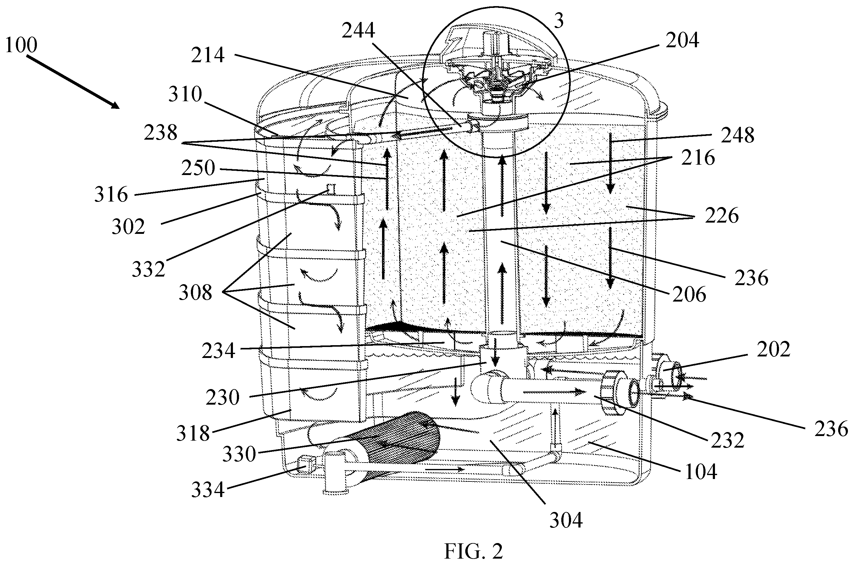 Patent US12551826 Figure 2 – Non-discharge backwash filter system
