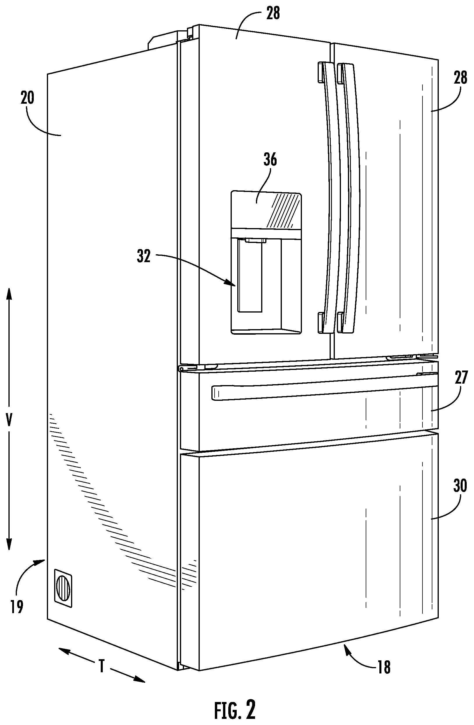 Patent US12551827 Figure 2 – Power and communication delivery configuration for a water filtration assembly of an appliance