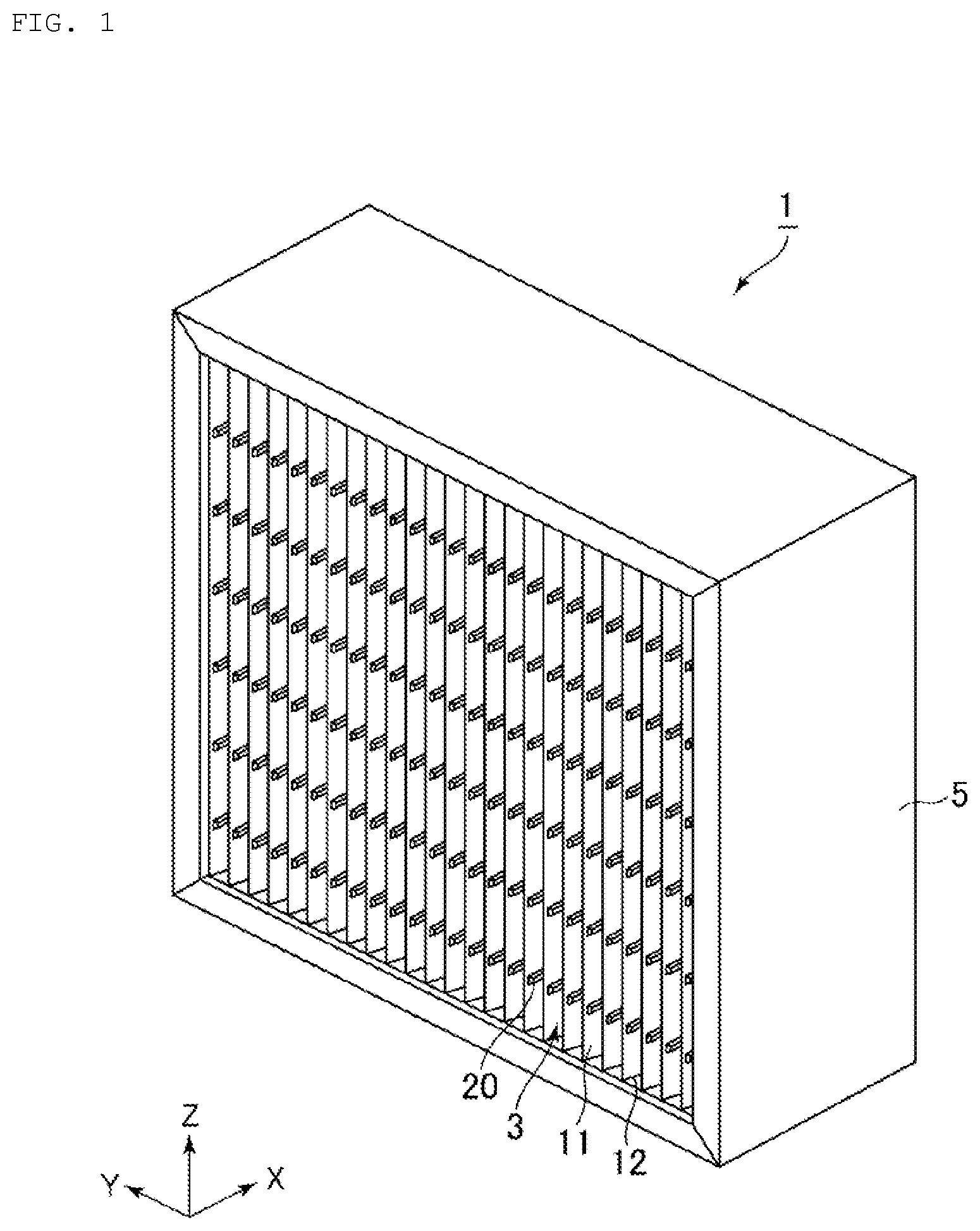 Patent US12551835 Figure 1 – Filter pack and air filter provided with same