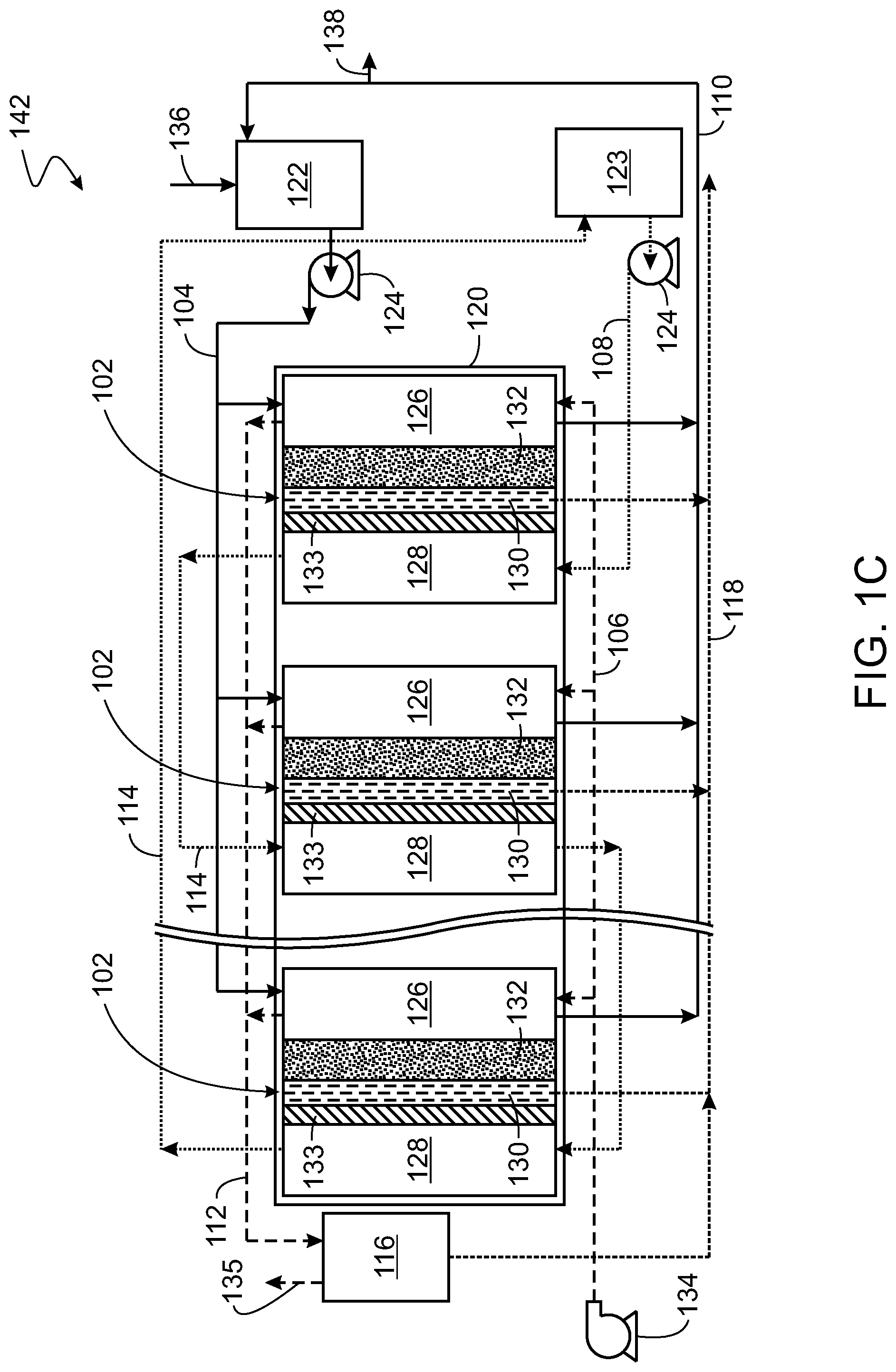 Patent US12551848 Figure 3 – Multi-stage permeate gap membrane distillation system and process
