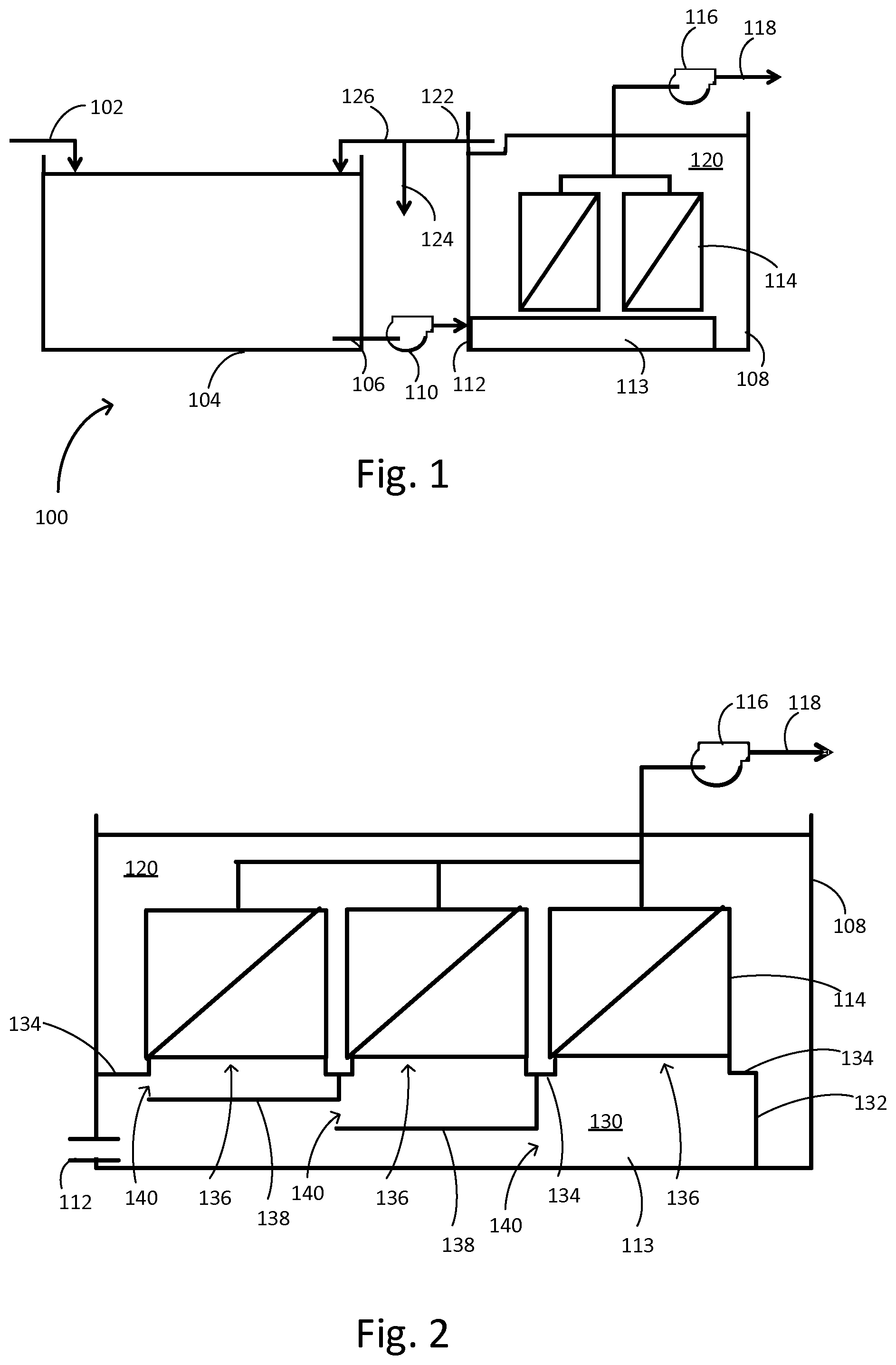 Patent US12551851 Figure 1 – Operation of immersed membrane using cross flow