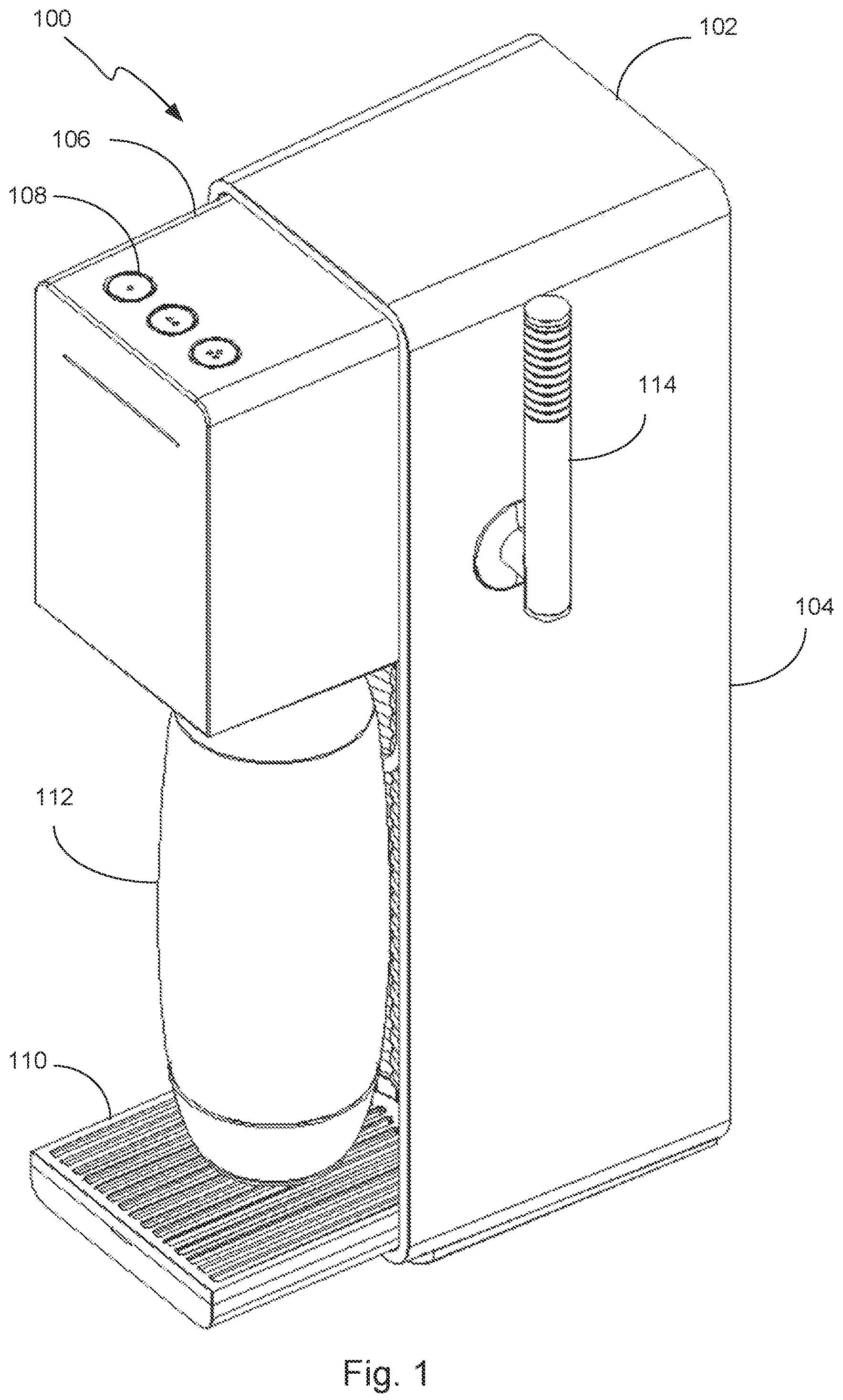 Patent US12551857 Figure 1 – Carbonation machine and method for carbonating various liquids