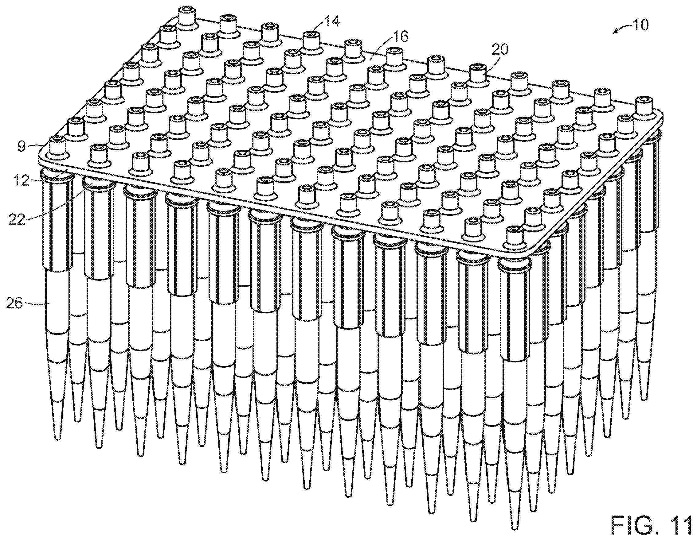 Patent US12551881 Figure 11 – Multichannel air displacement pipettor