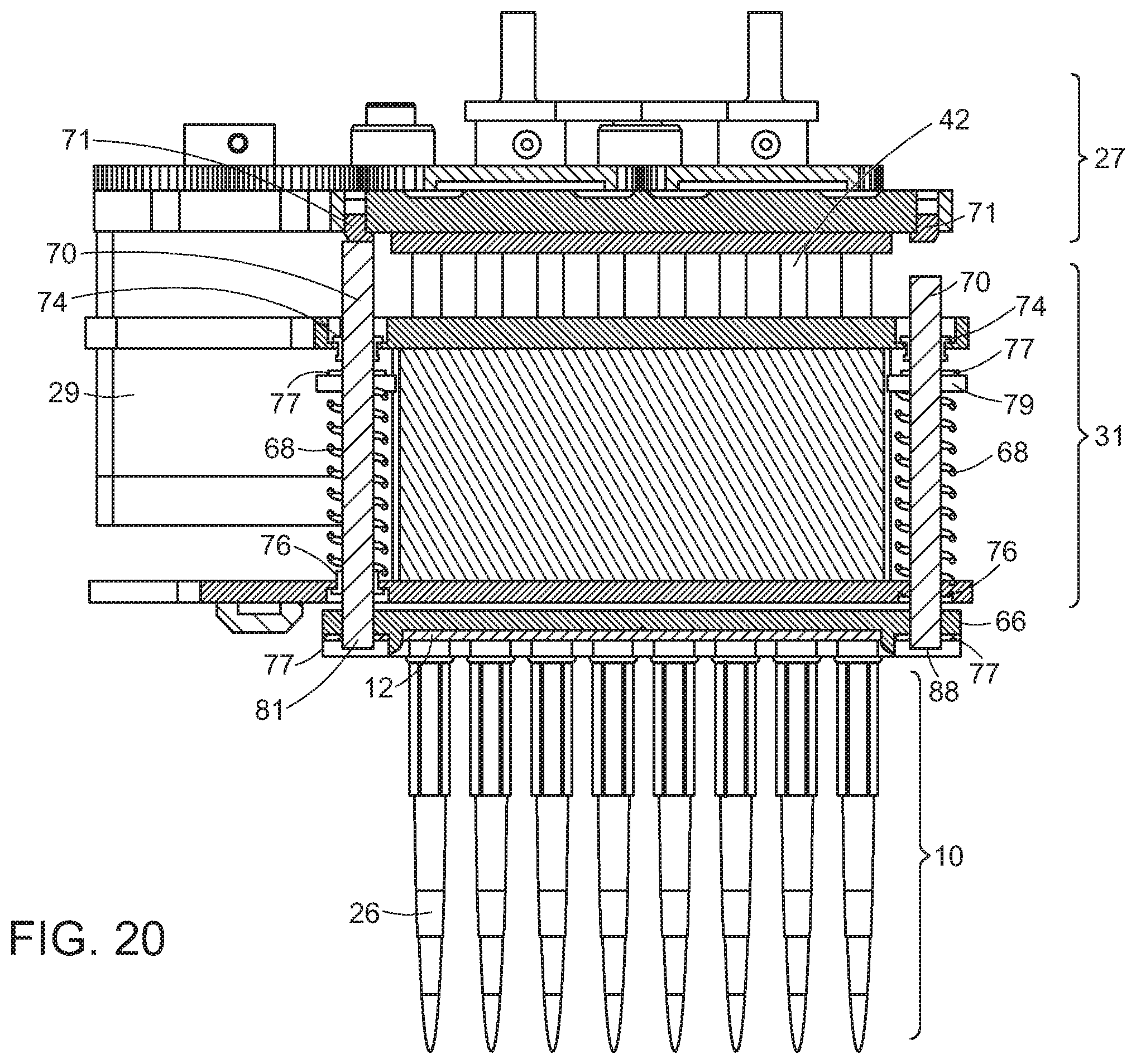Patent US12551881 Figure 20 – Multichannel air displacement pipettor